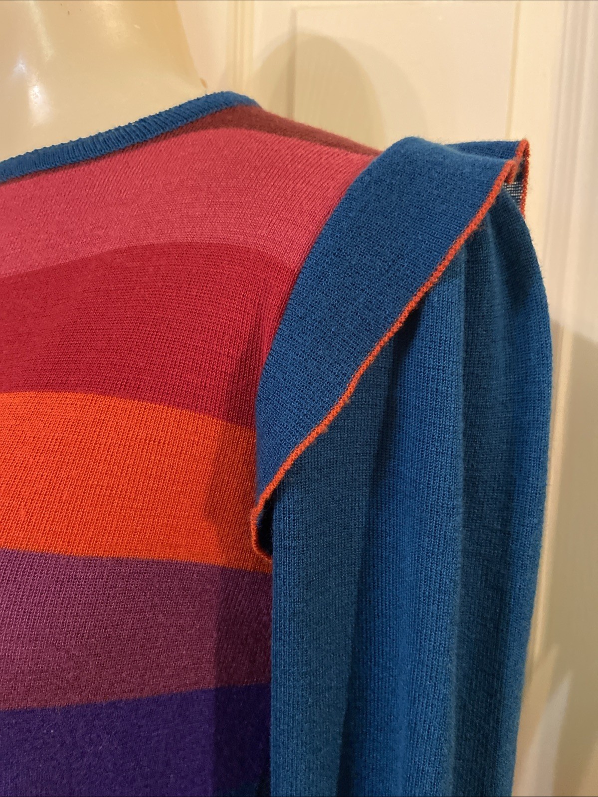SWEATER sz S/M vtg 1970s 1980s 20 ANS KNITS by Mariea Kim rainbow stripes light