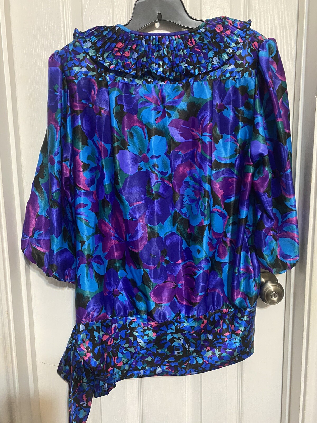 Assorti Susan Freis Vintage 80s 3/4 Bell Sleeve Ruffle Floral Sz Large ~EUC~