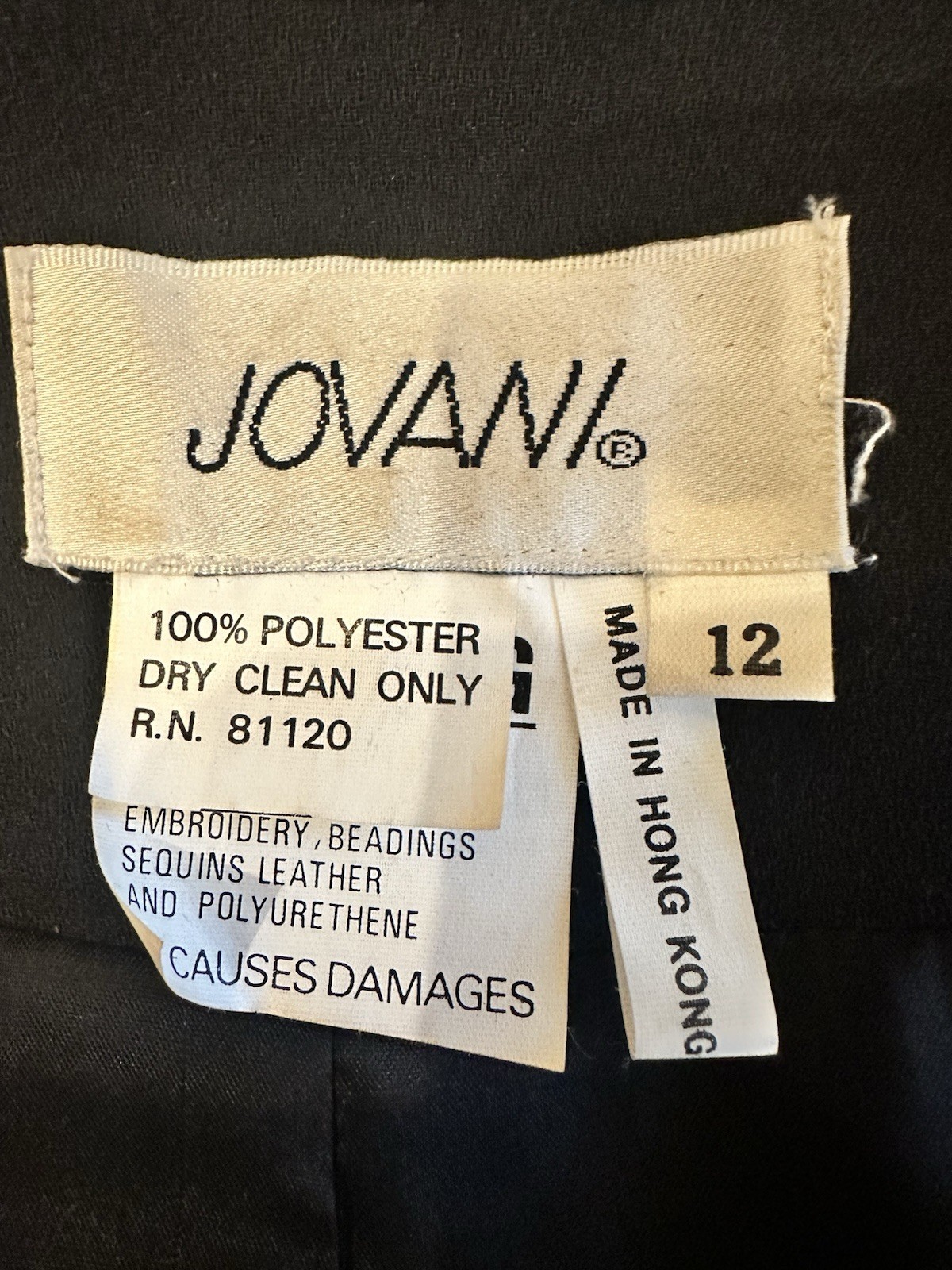 Vintage Jovani Dress Suit Size 12 Beaded Black Jacket / Skirt Evening Set Rare