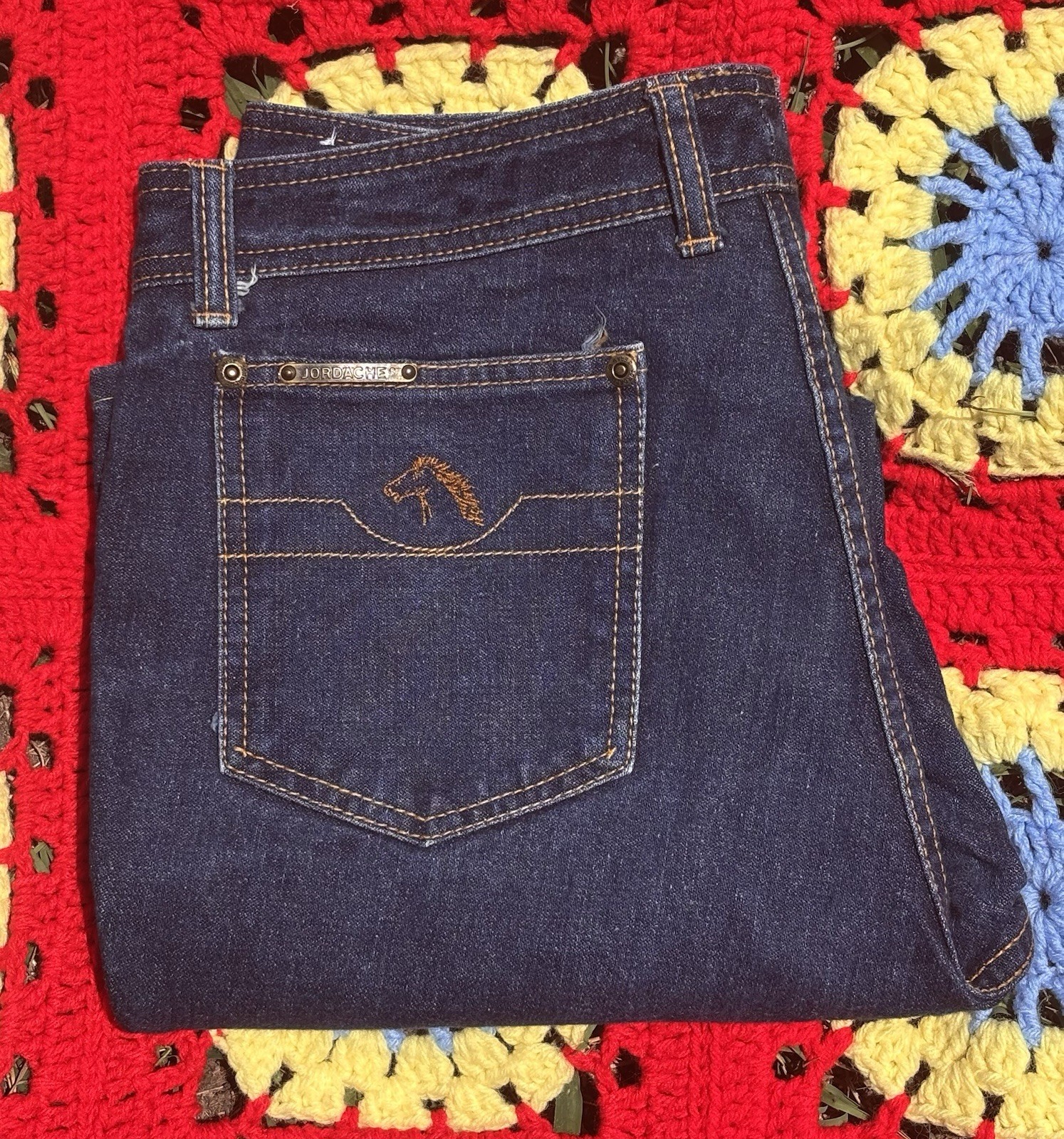Vintage 80s Jordache Dark Wash High Rise Flare Jeans Made in Hong Kong RN 52992