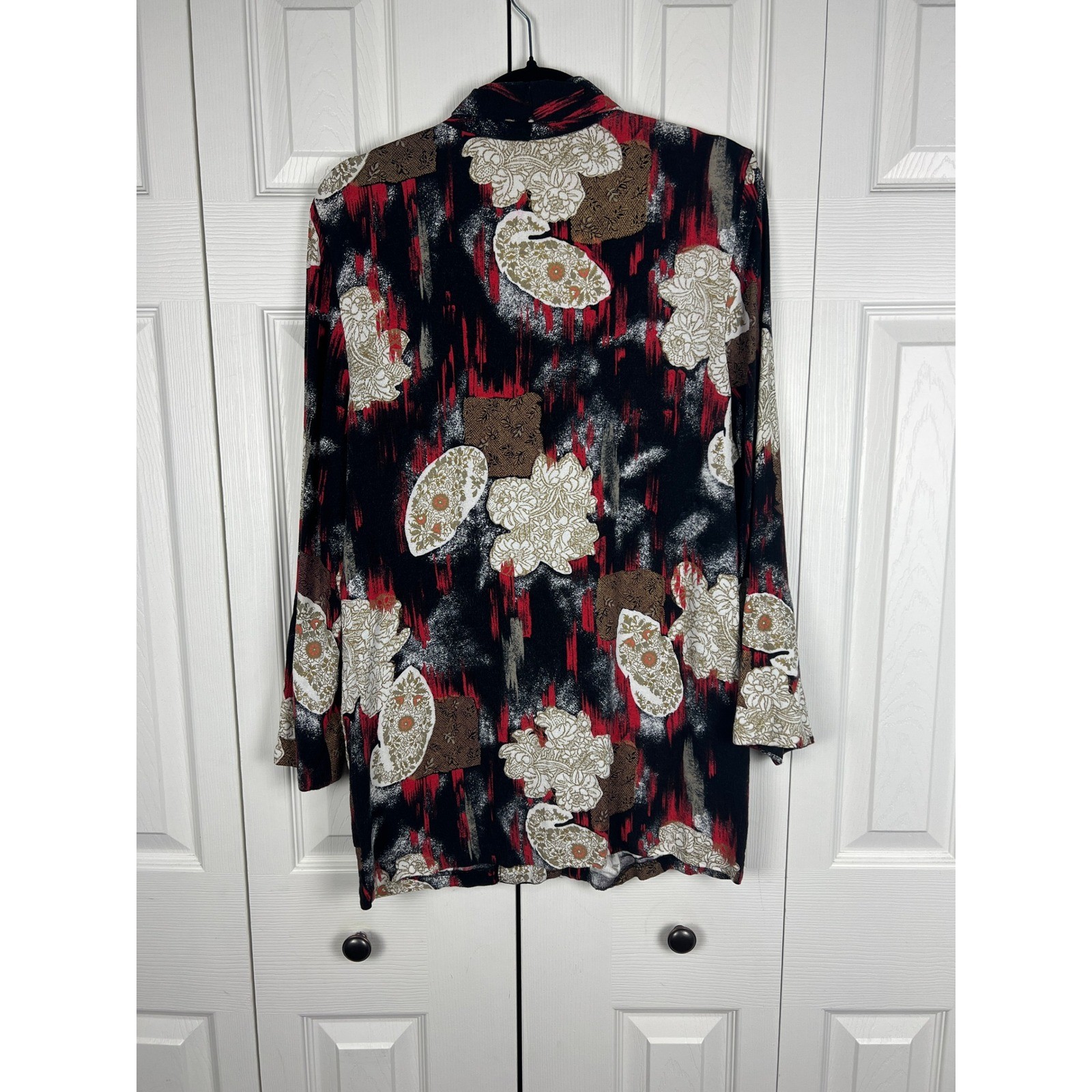 Vintage Kensington Square Abstract Floral Duster Blazer Jacket USA Made Medium