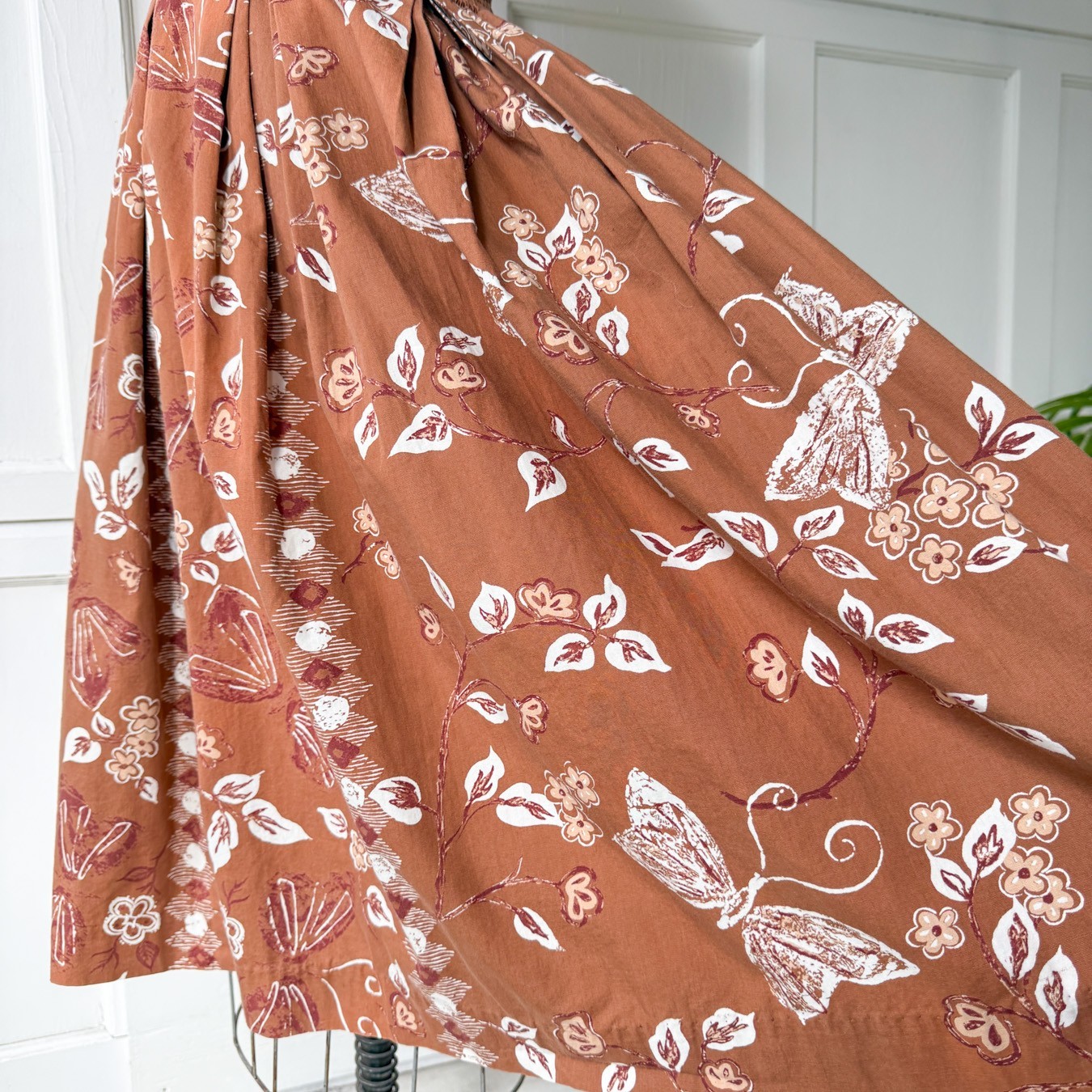 Vtg 50s Kahala Hawaiian Butterfly Moth Halter Strapless Pin-Up Dress Full Skirt