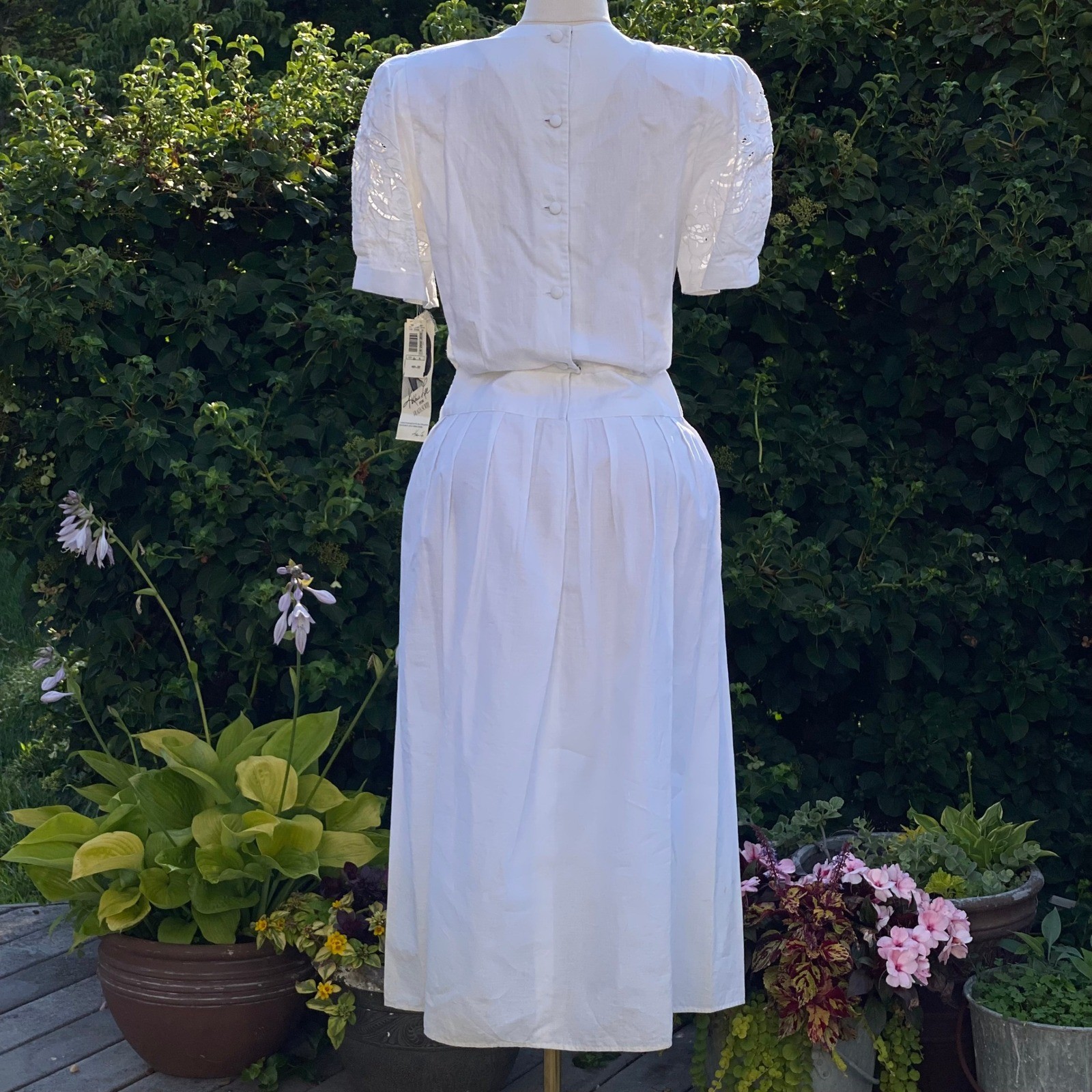 1992 True Vintage Deadstock Cottagecore White Midi Maxi Dress Milkmaid Prairie