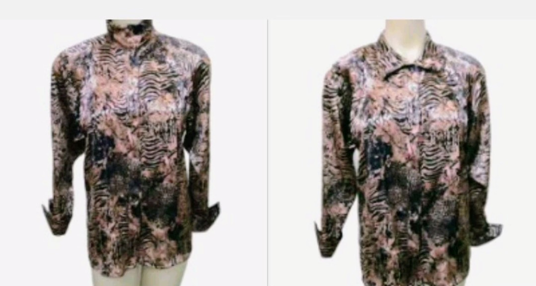 VTG Women S Shirt High Reg Collar Black Gold Animal Print Karen by Anette & Mika