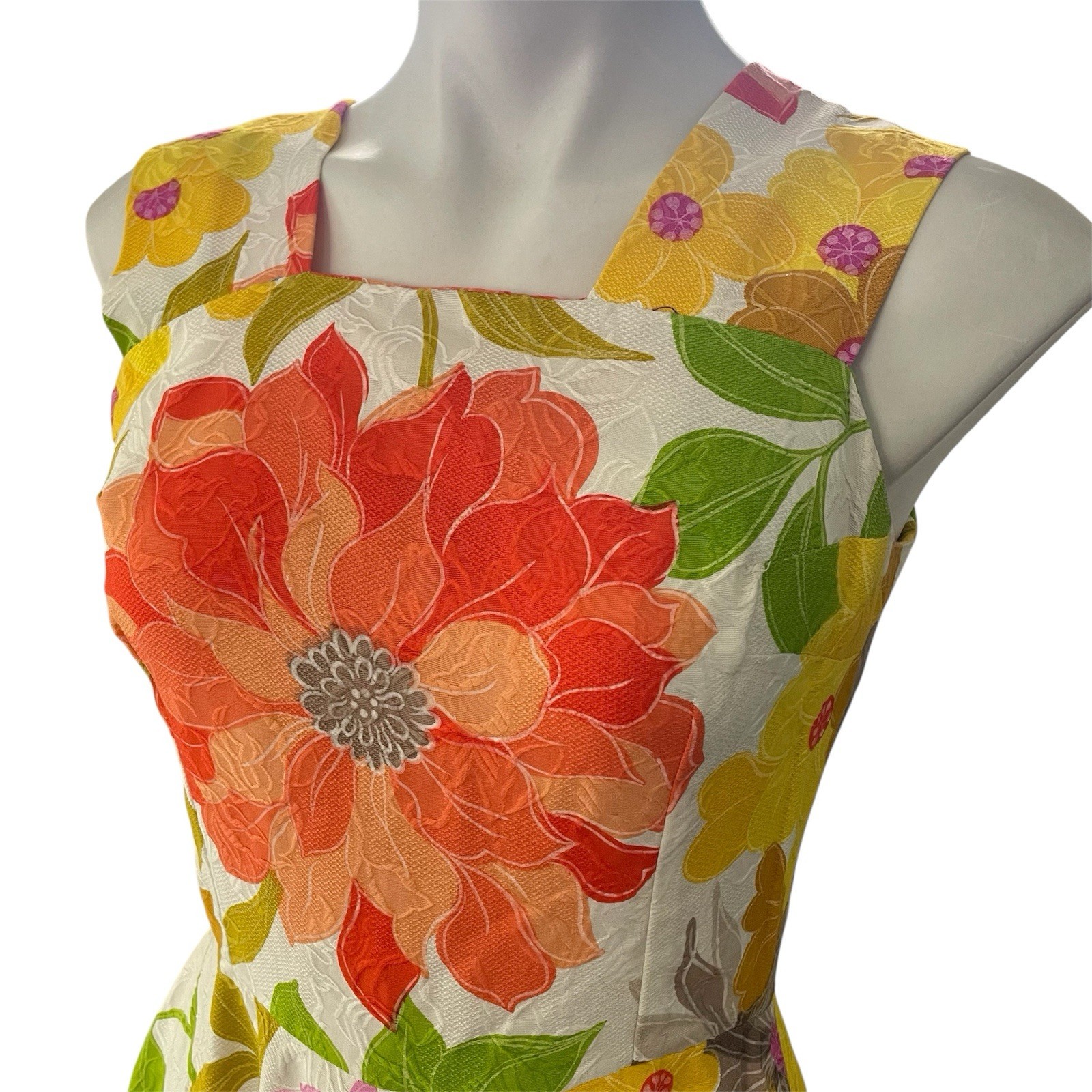 Vintage Swing Dress Homemade 6 Bright Floral Pink Green Purple Orange Sleeveless
