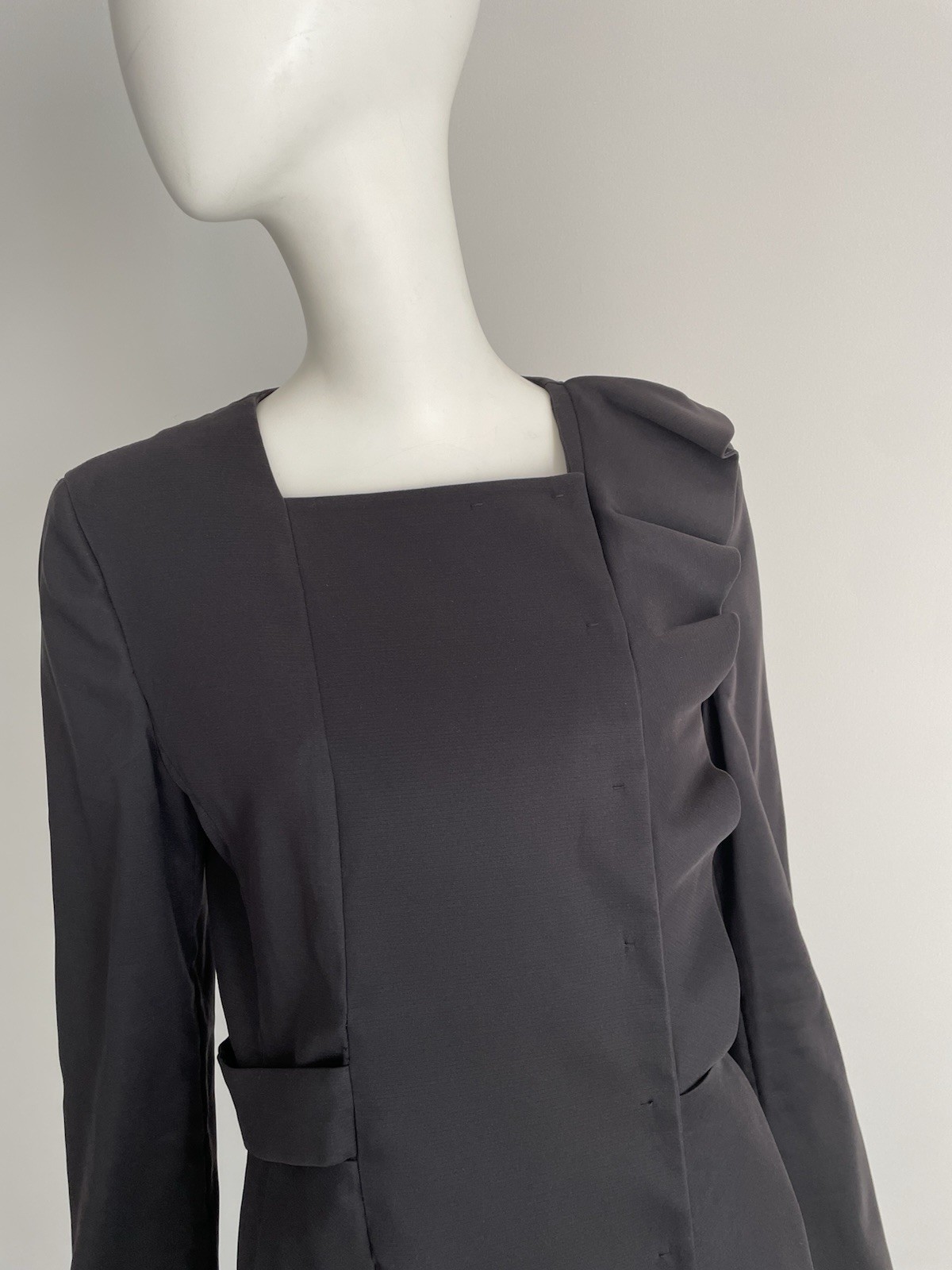 Prada Fall 2008 Runway Look #2 Coat Long Black Ruffle Women’s Size 44 Designer
