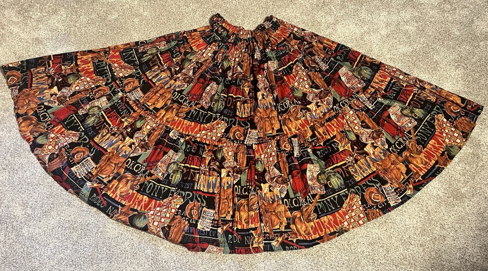 RARE Vtg Out to Pasture Cowgirl Outfit Western Rodeo Prairie Skirt Vest Set MED