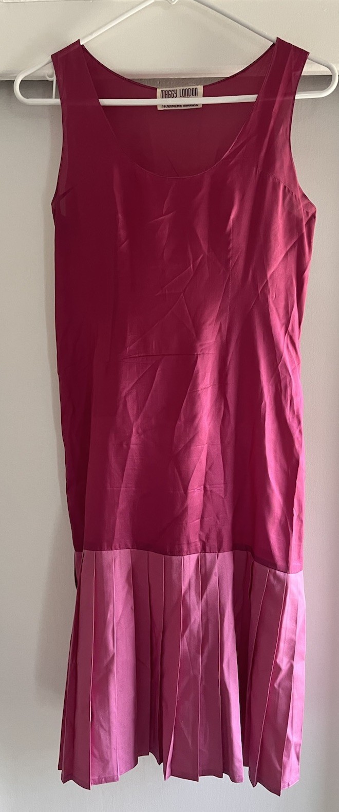 Vintage Maggy London Jeannene Booher Dress sz 2 Petite Pink Drop Waist 100% Silk