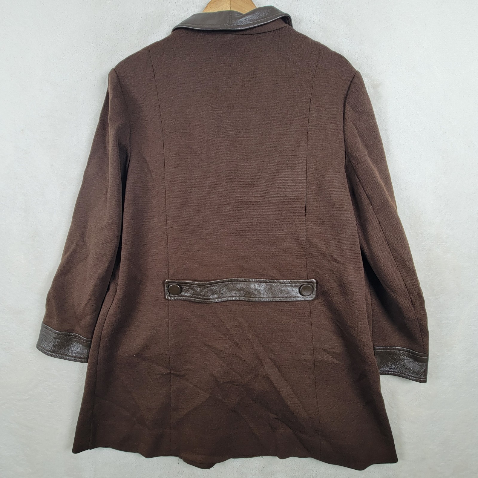 Vintage Butte Knit Sweater Jacket Brown Wool And Leather Measurements In Photos