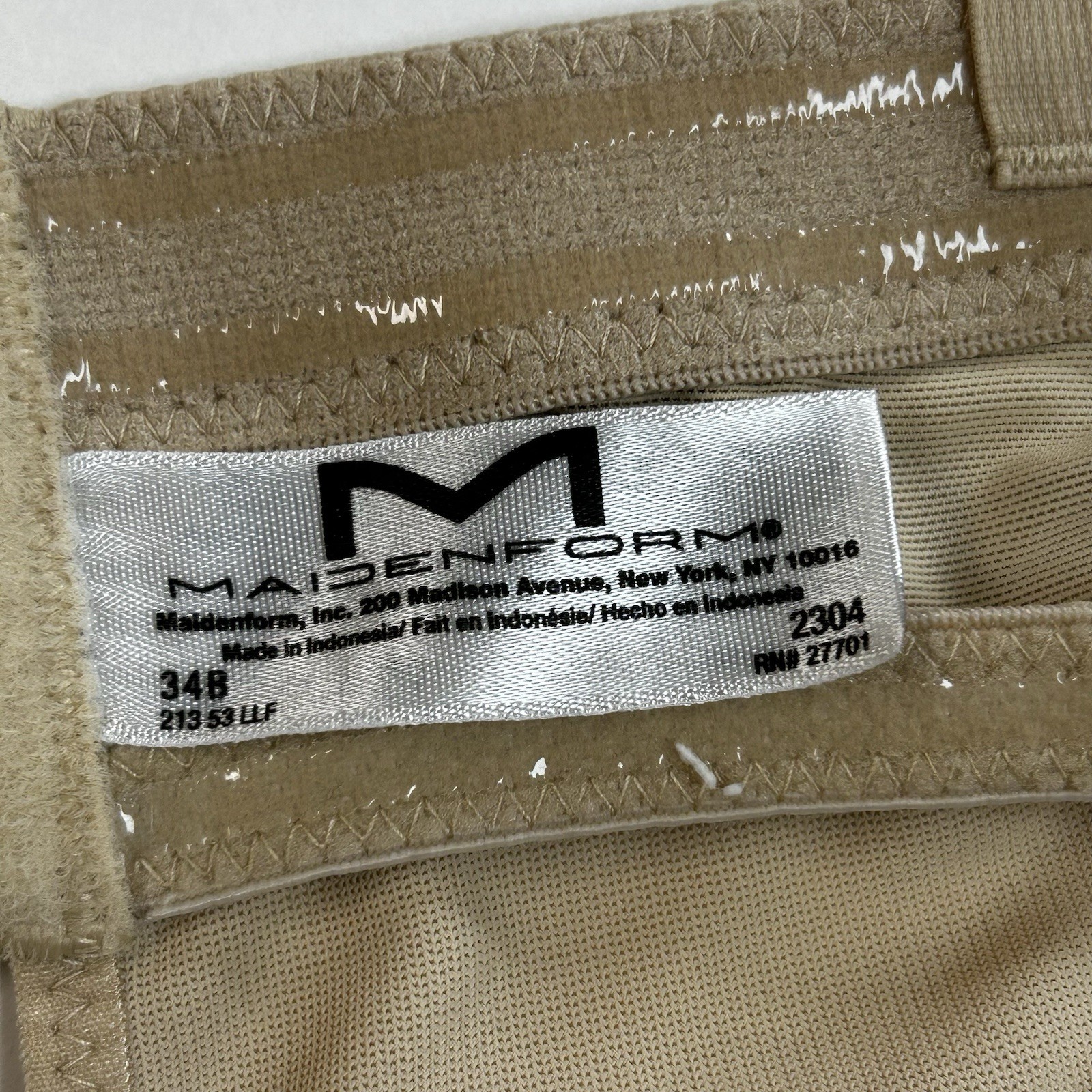 Maidenform 34B Beige Strapless Shaper Slip With Attached Bodysuit Panty
