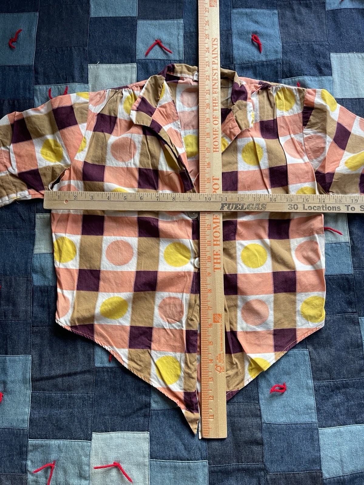 Vintage 40s 50s Women’s Tie Front Top Shirt Polka Dot Rockabilly Sanforized Med
