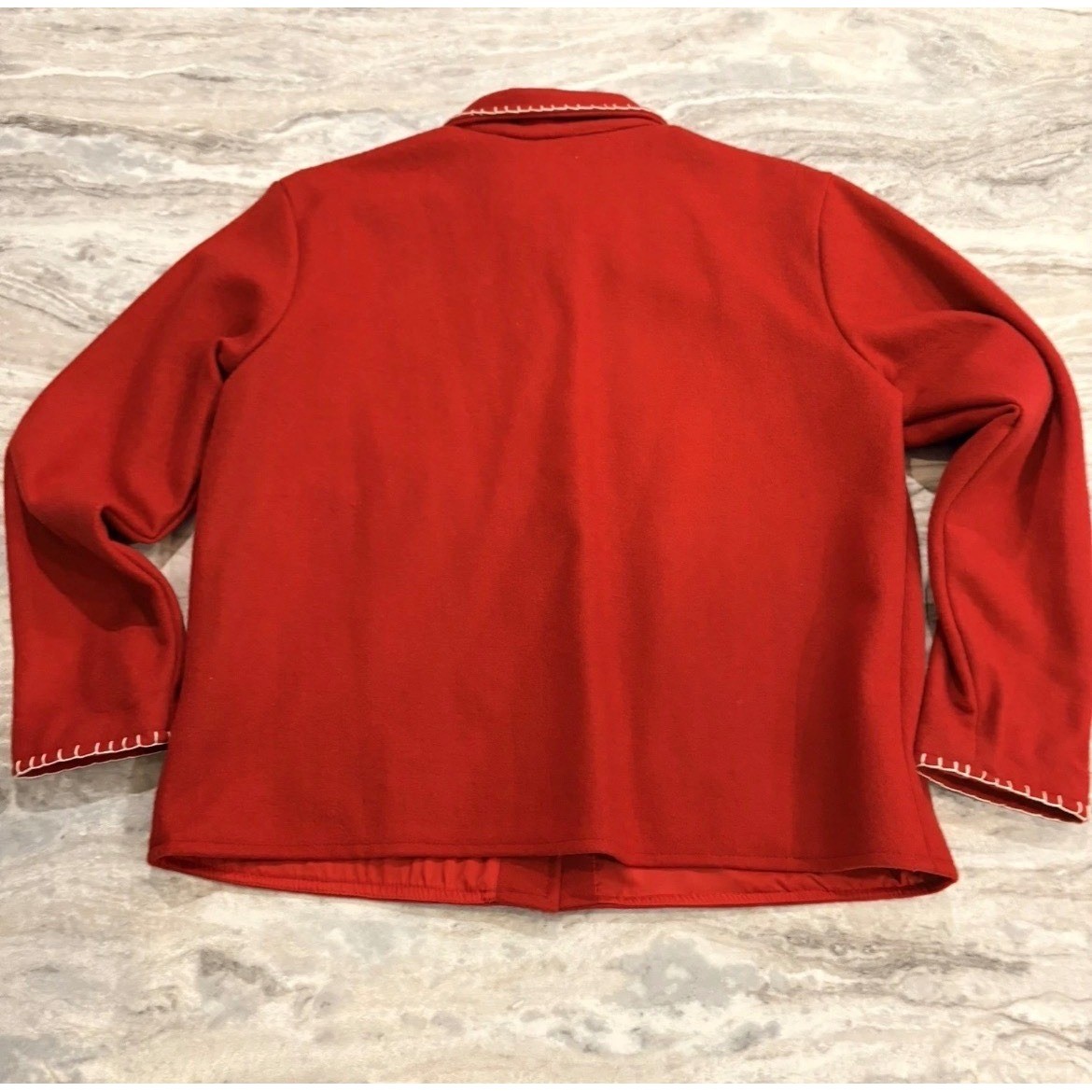 Vintage Red Wool Blend Snowman Christmas Jacket Granniecore Take Two Womens LG