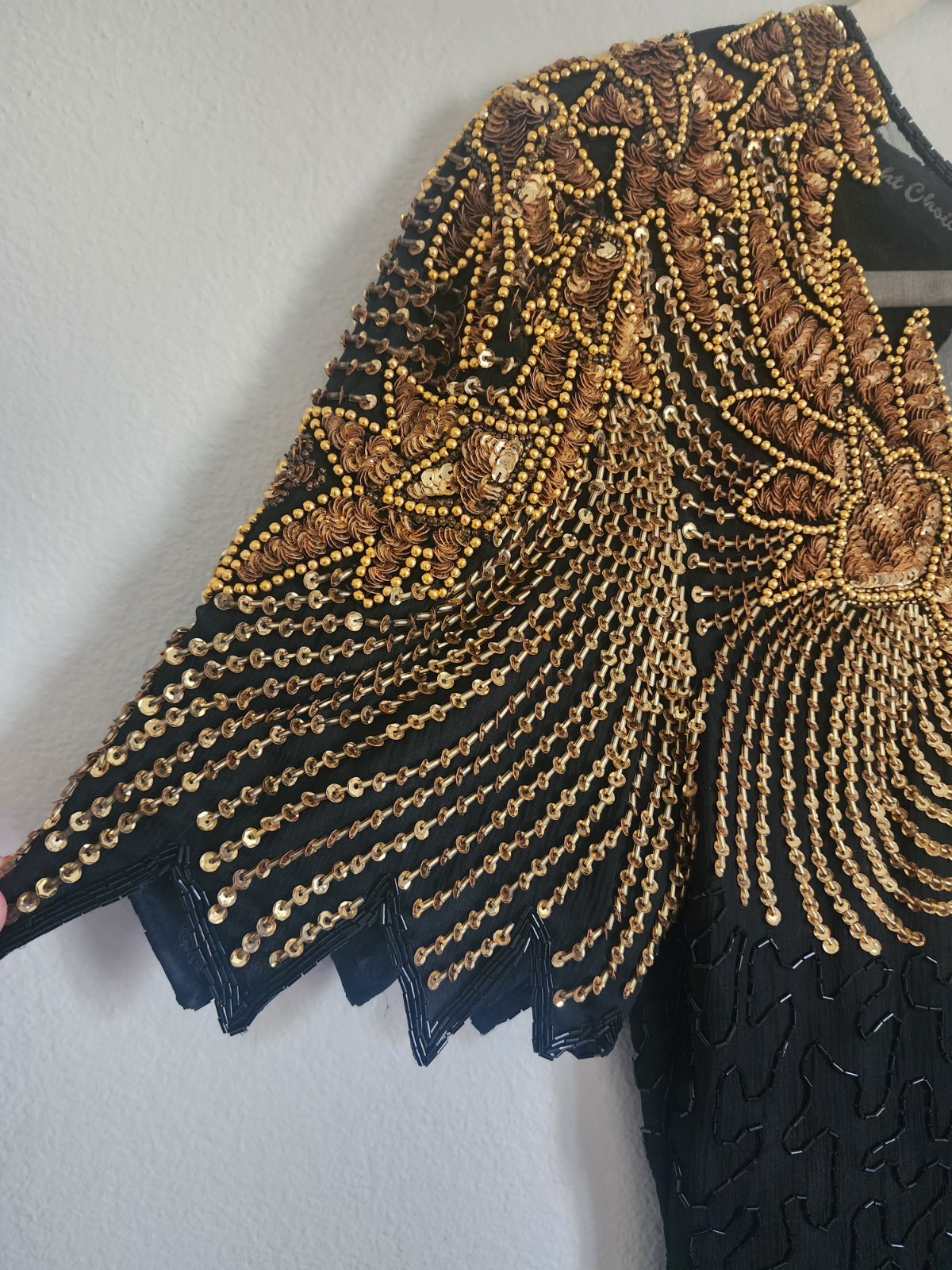 Vintage „Right Choice” Silk Beaded Sequin Embellished Wiggle Dress, Size Small
