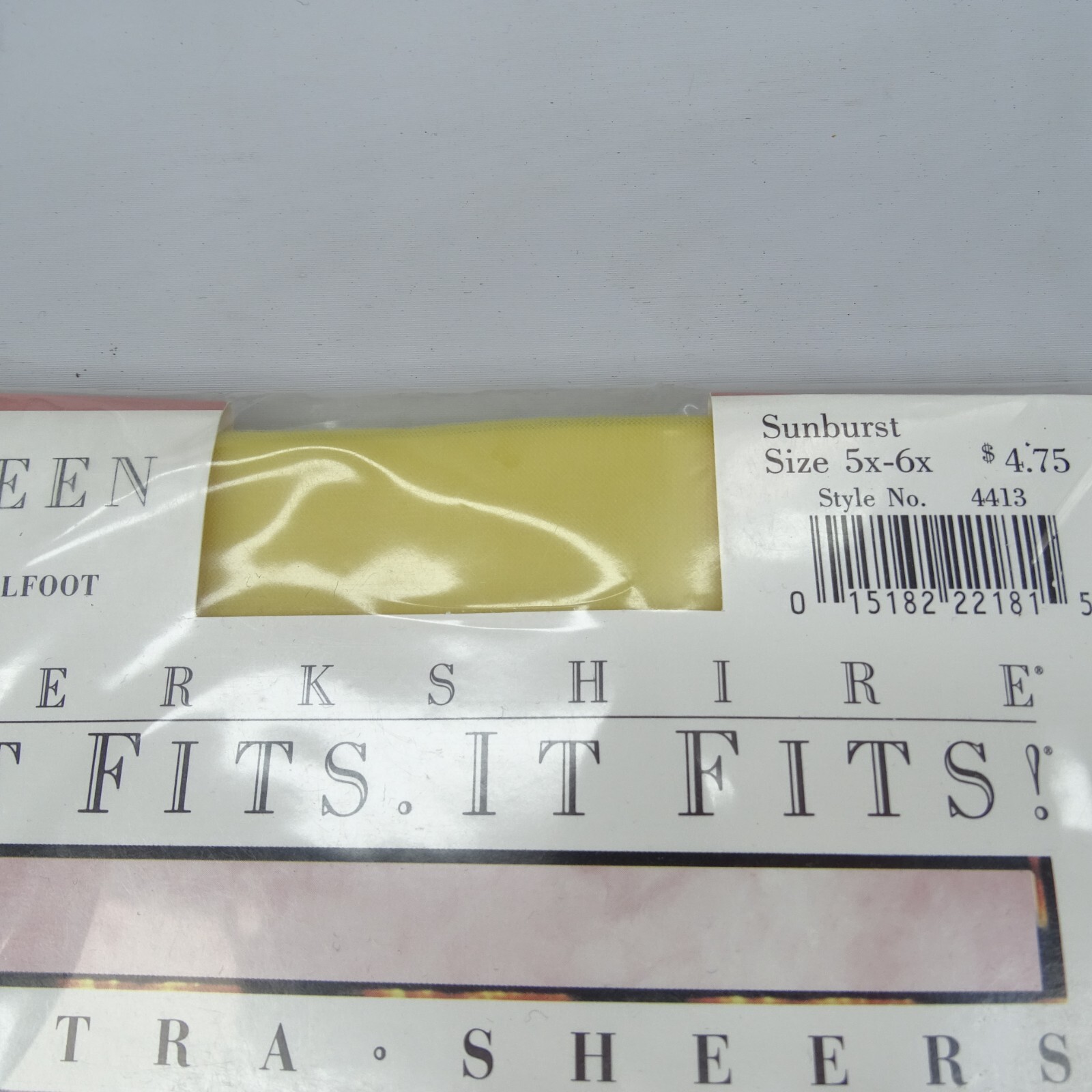 BERKSHIRE Stockings QUEEN Sandalfoot Sunburst Yellow 5X-6X Nylons 1990 Sheer USA