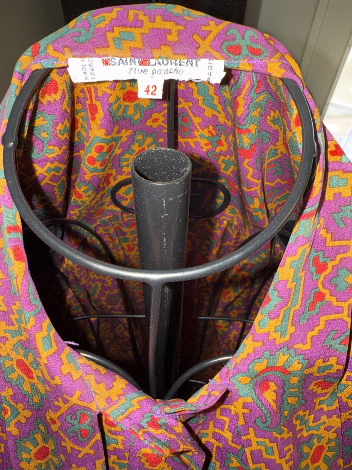 Yves Saint Laurent Vintage Silk Blouse Southwestern Print with Bow Tie Collar