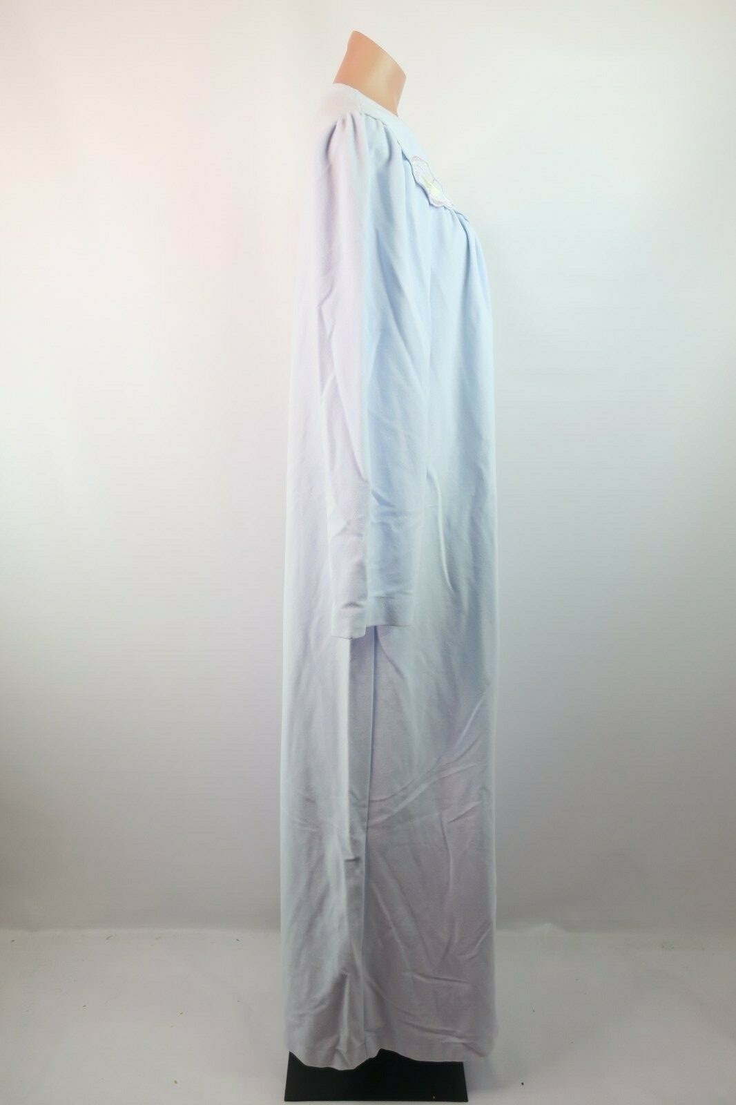 Vtg Periwinkle SHADOWLINE Zip Hostess Peignoir Lounging ROBE Fleece Floral NWT M