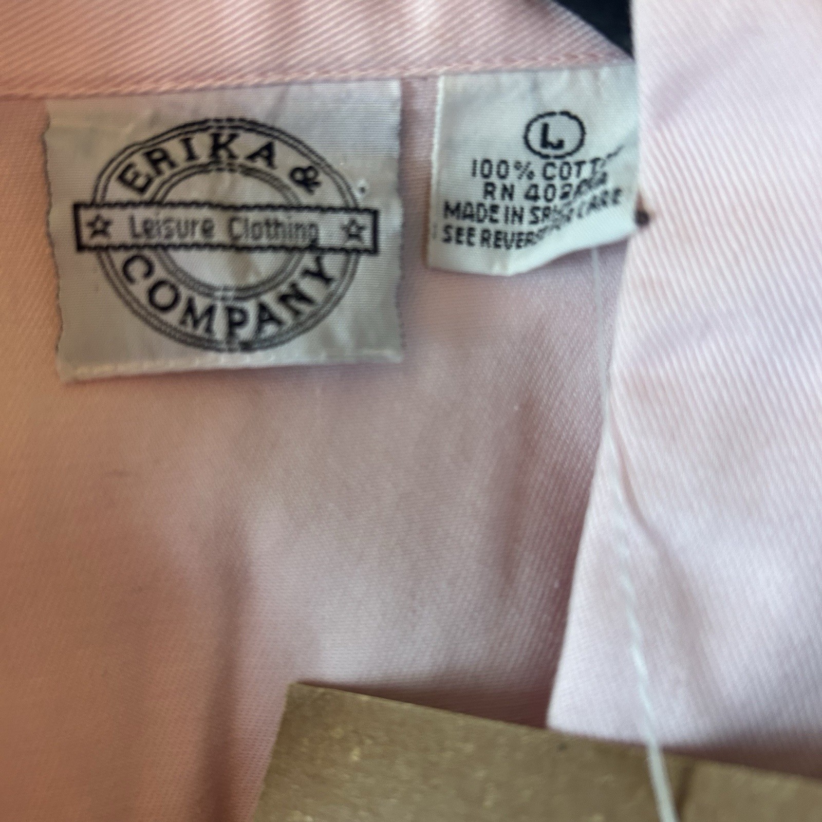 Vintage Erika and Company Pink Cotton blazer embroidered Crest Size L NWT