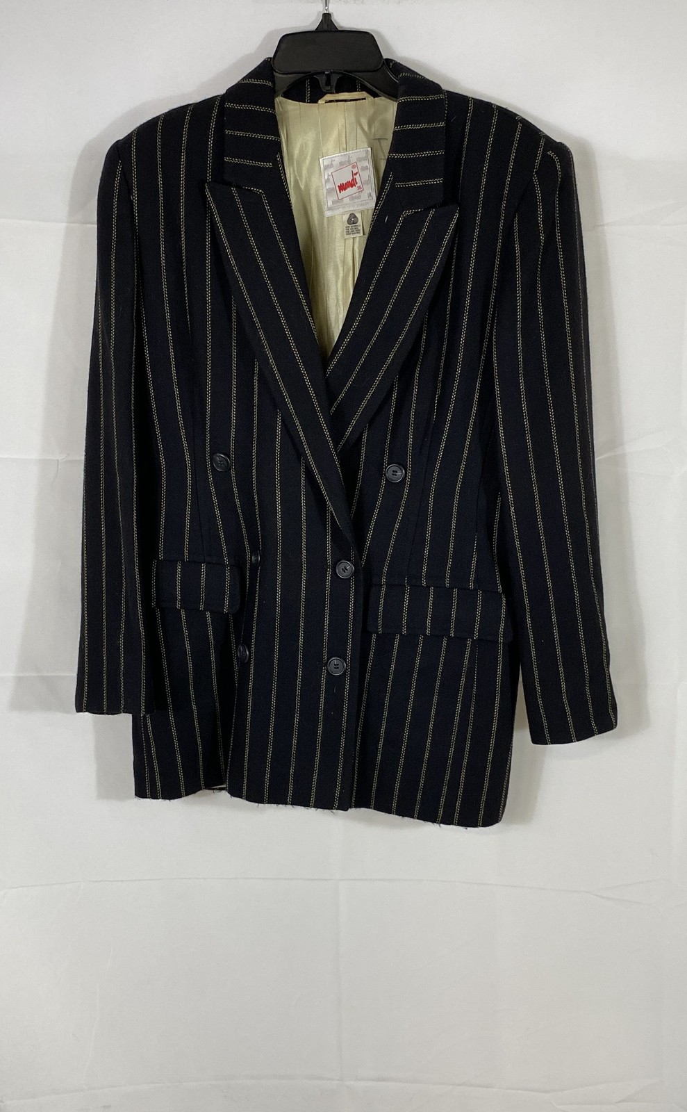 Vintage 80s Mondi Women’s Double Breasted Pinstripe Wool Blazer W Germany Sz 36