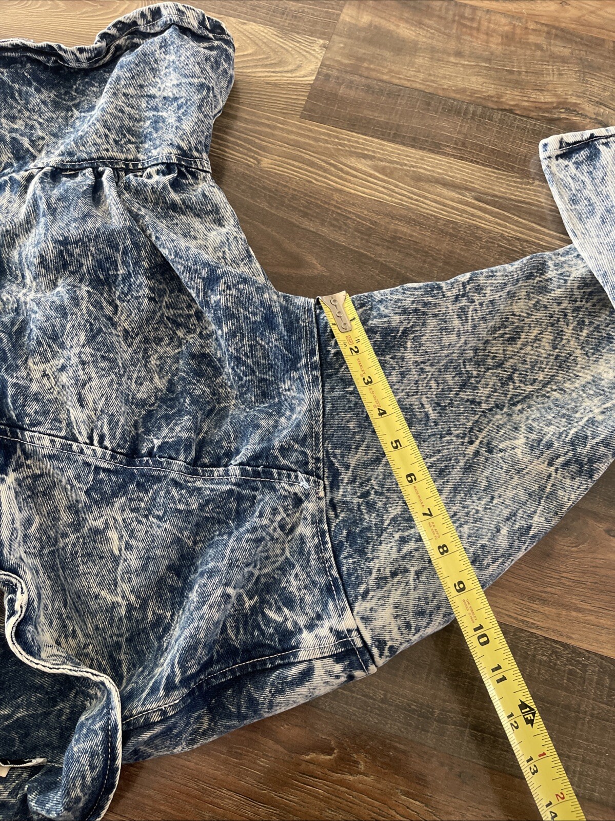 Paris Blues Acid Wash Denim Bomber Jacket with Peplum Size L Vintage 90s