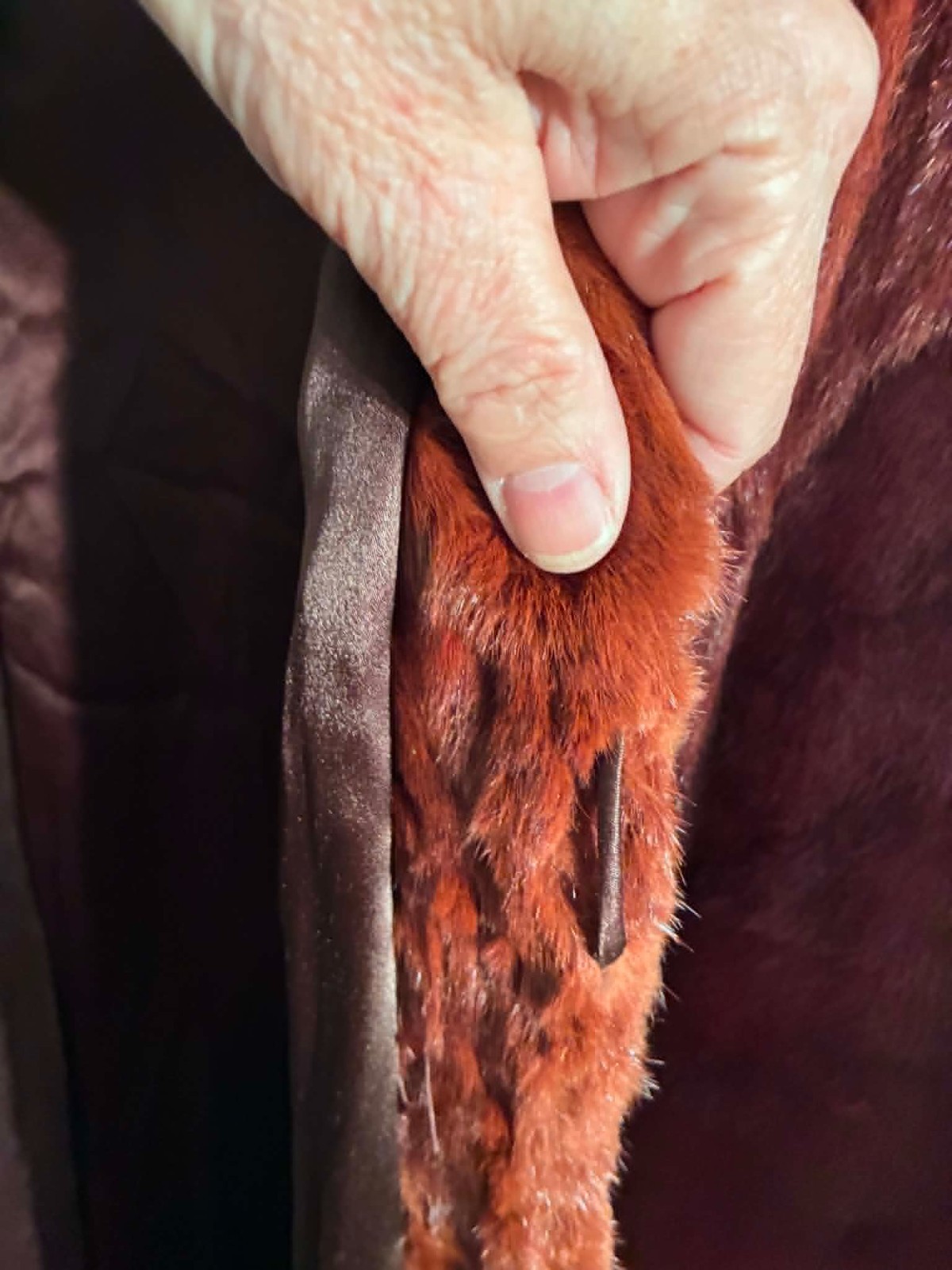 Vintage Cinnamon Brown Genuine Mink Fur Stroller Swinger Long Coat Size L/XL