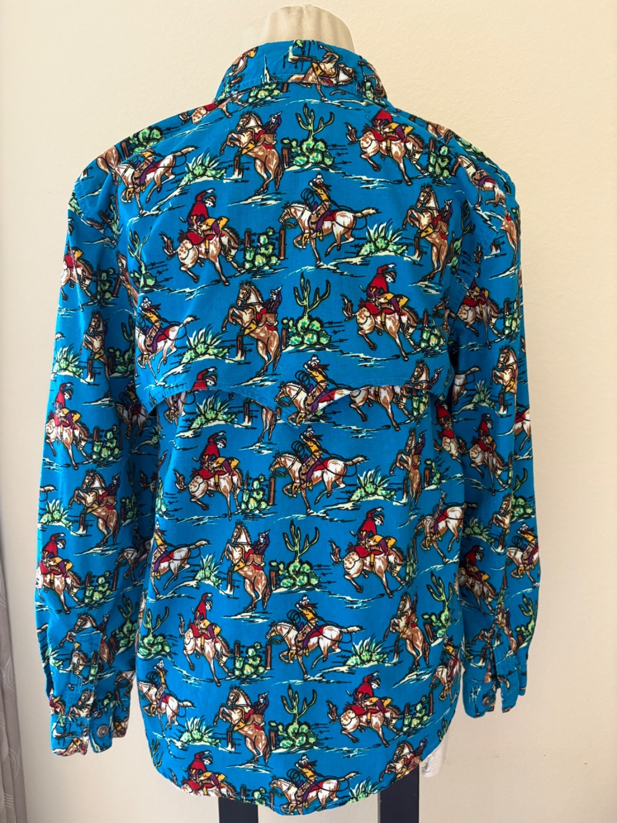 Vintage 90s Womens Western Wear Button down Blouse S Blue Rodeo Country Cowgirl