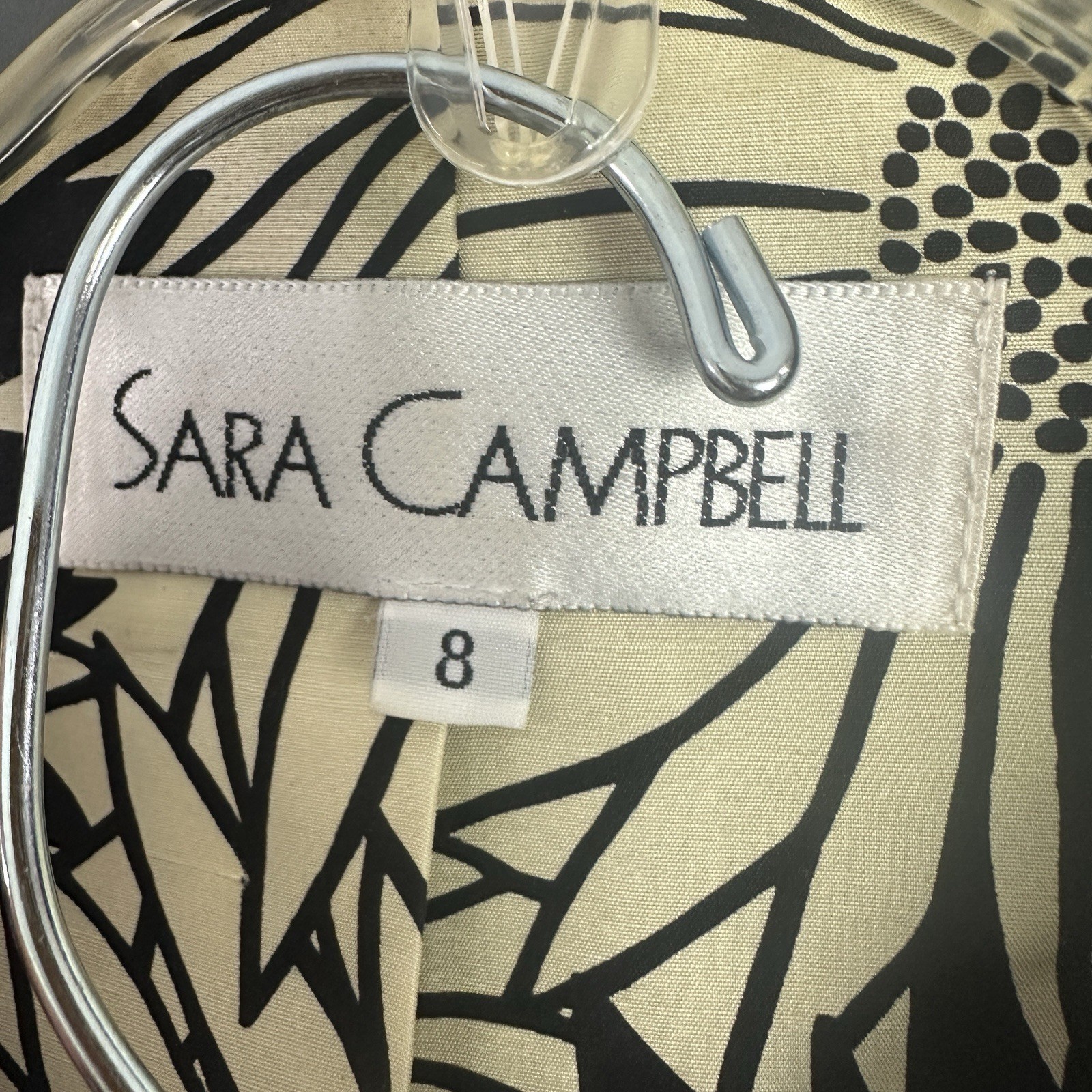 Vintage Sara Campbell Silk Pleated Skirt Suit Set Black Floral 2Pc Size 8 Retro
