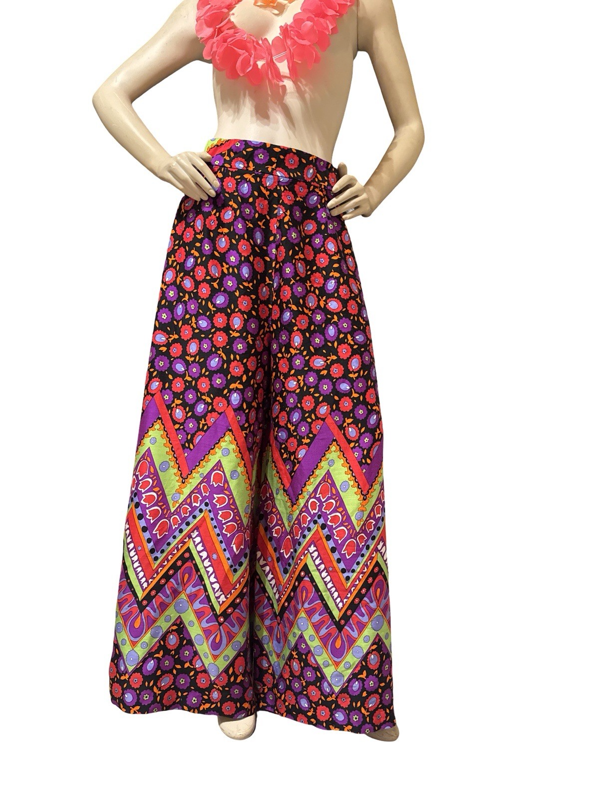 Vintage 70s Alex Colman Psychedelic Palazzo Pants, Wide Leg Ultra High Rise ￼