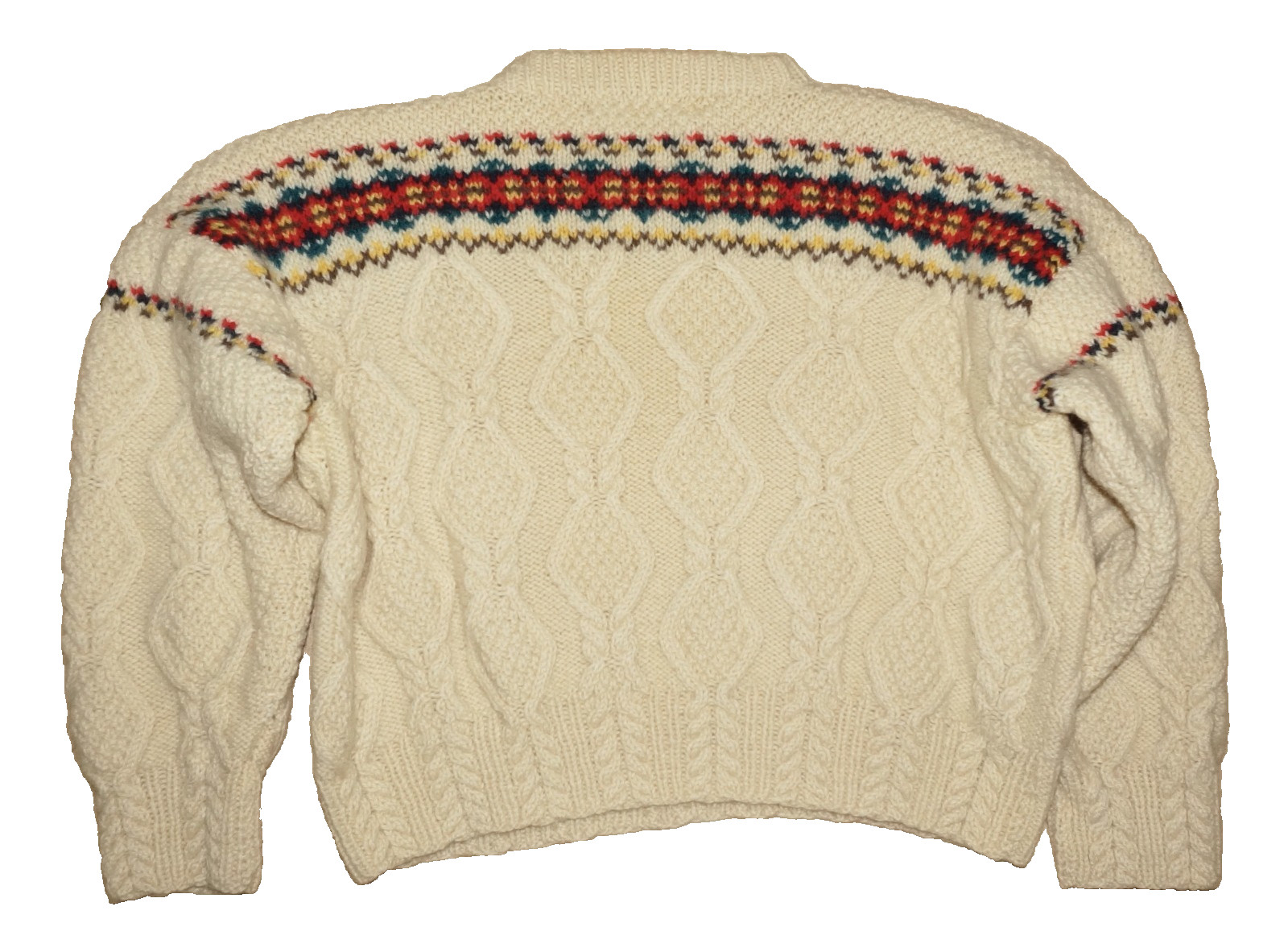 70’s Vintage INVERALLAN Cream & Multicolor 100% Scottish Wool Knit Sweater M/L