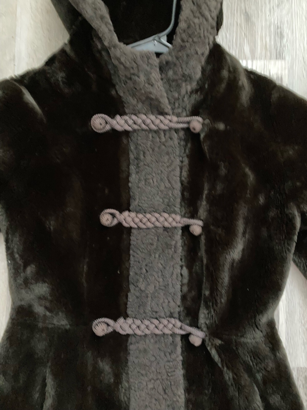 Vintage Borgana by Fairmoor Brown Hooded Faux-Fur Braided Women’s Coat Sz Small
