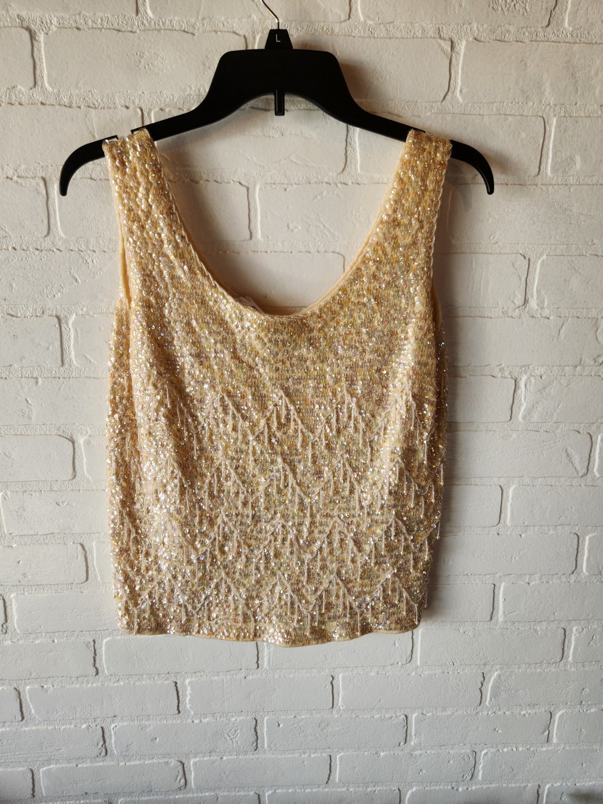 Vintage Evening Wear Gold/White Beaded Sequin Silk Lining