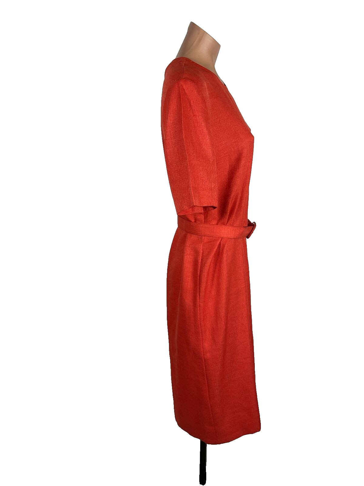 Henry Lee Dress Suit Sz 8 Petite, Coral Orange, made in USA, vintage 90’s Belted