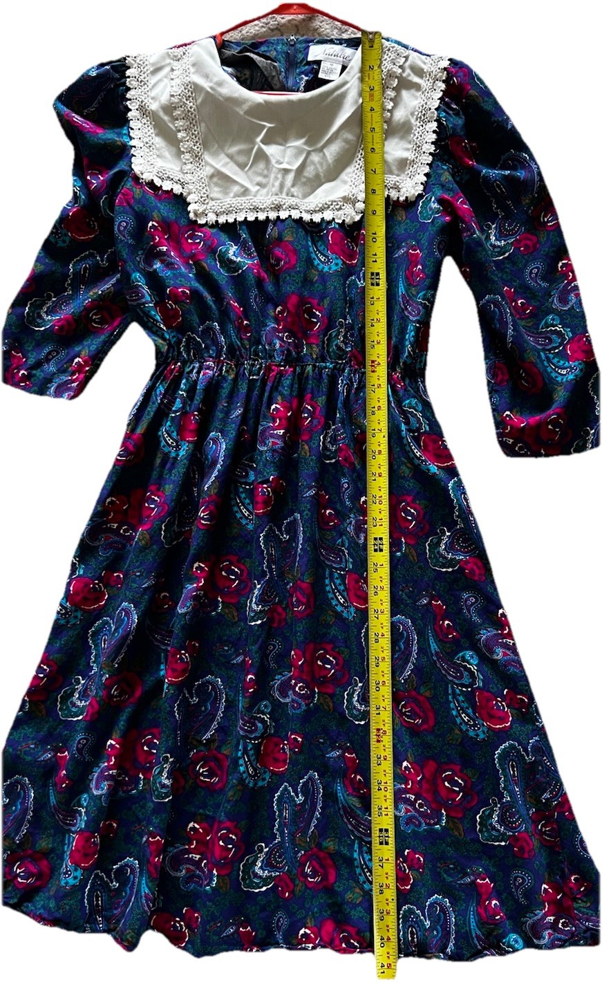 Vintage 80’s Natalie Dress Red/Blue Floral 3/4 Sleeve Women Size 10 RARE