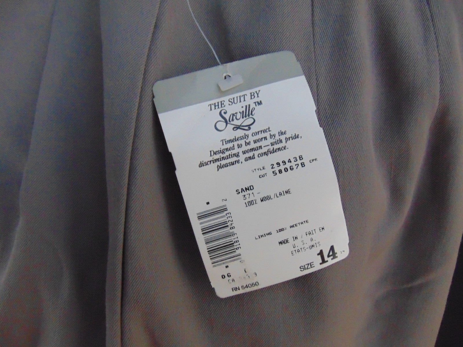 Saville Women’s Beige Wool Vintage Pleated Front Skirt Size 14 Made In USA NWT