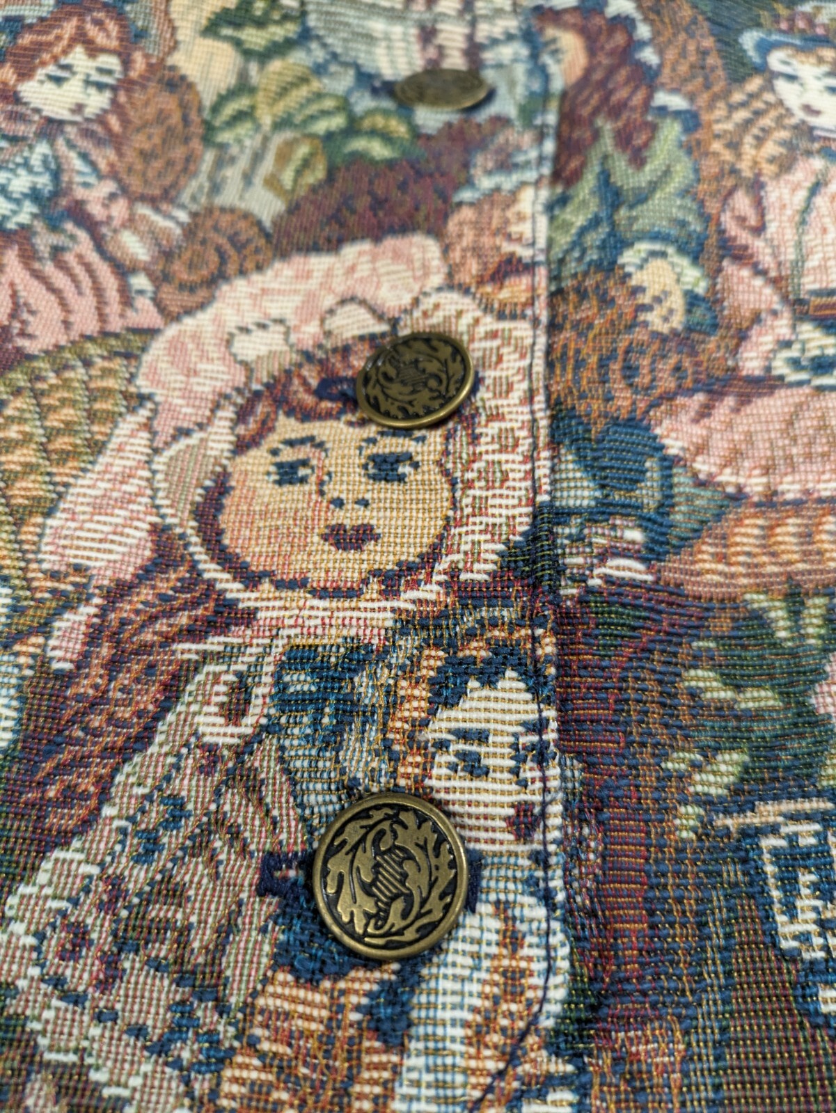 Vintage Nadia Embroidered CHILDREN Tapestry Women’s LG Grandmacore Vest NEW V2