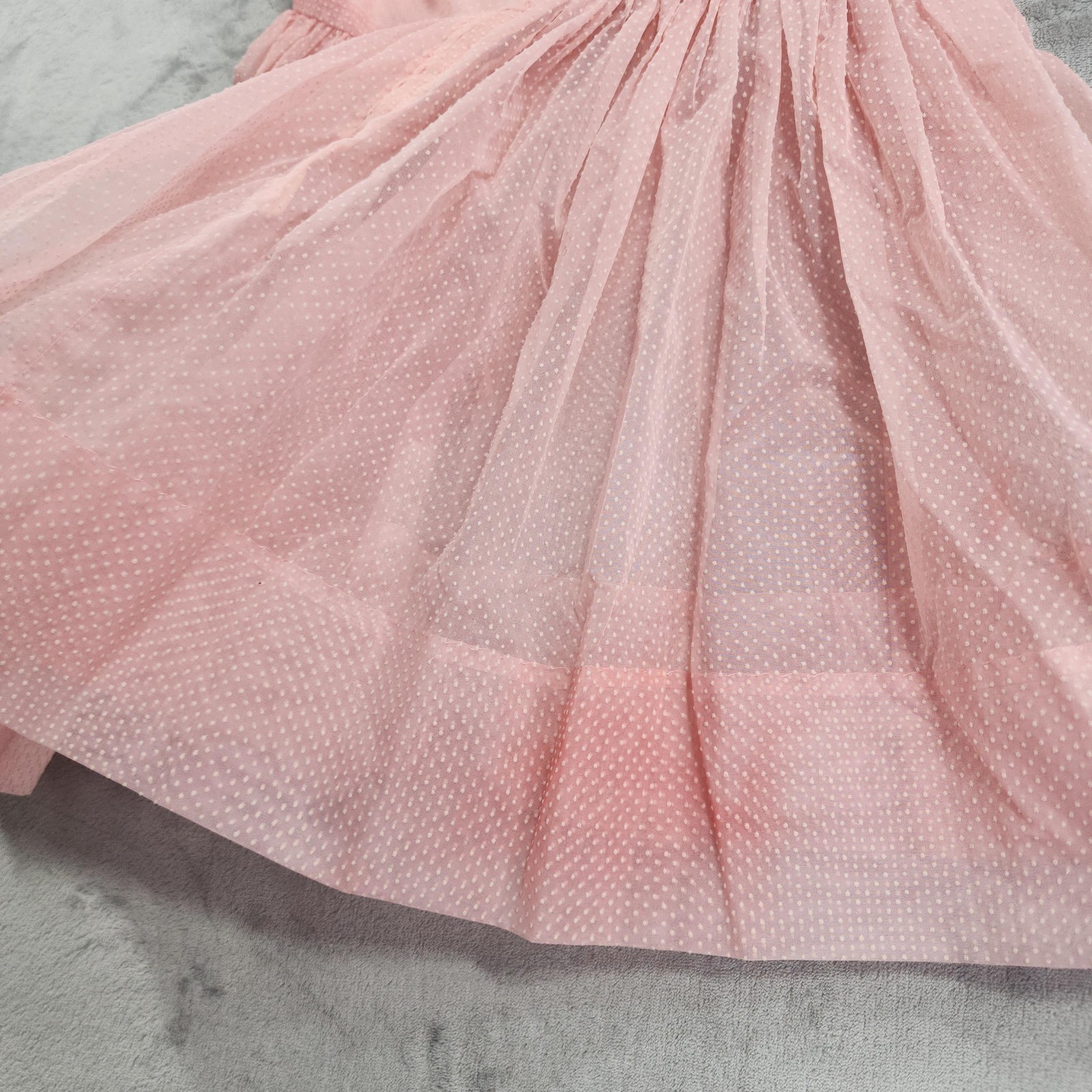Vintage Lingerie Set Women XS Pink Swiss Dot Babydoll Nightie Bow Ruffle Bloomer