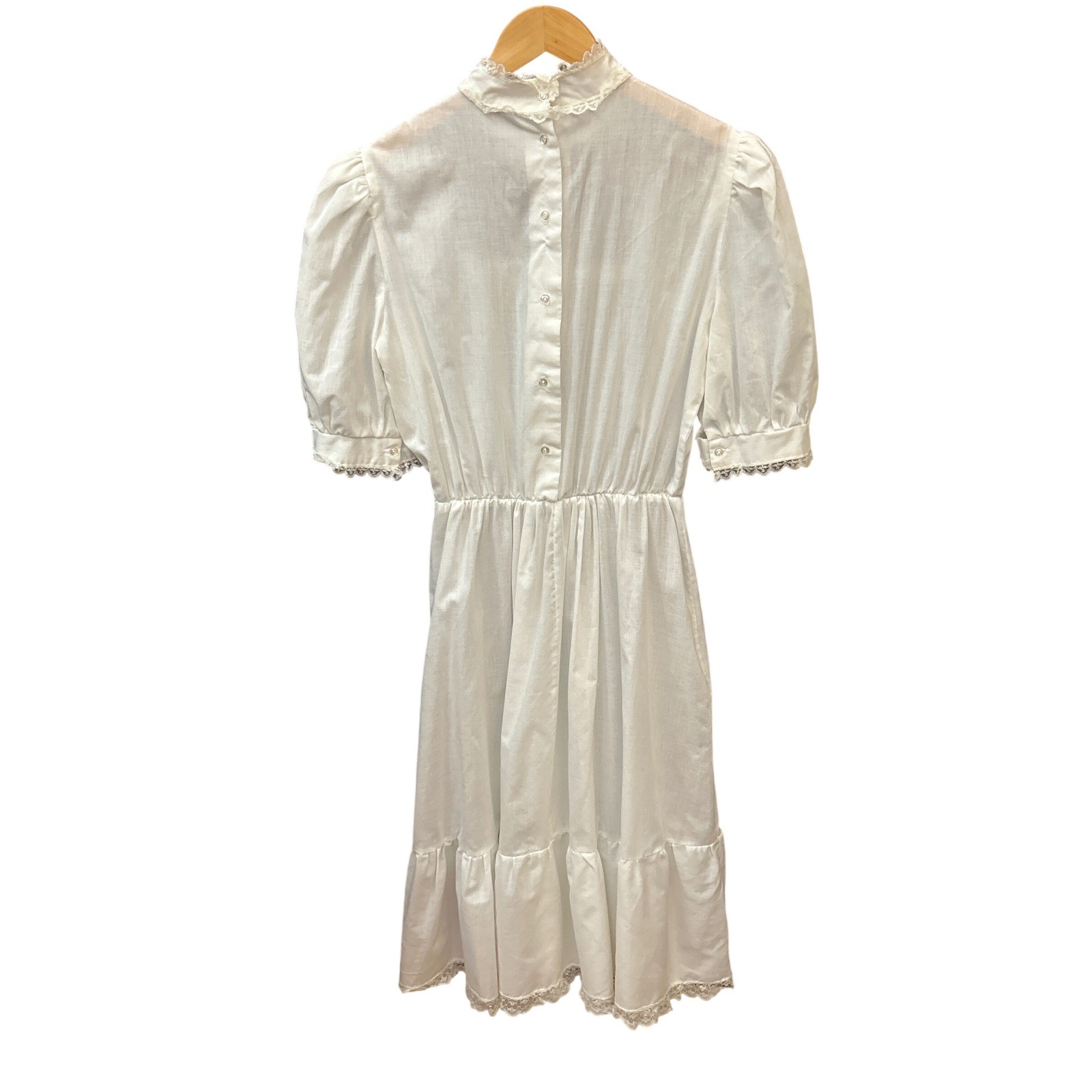 Vintage White Prairie Dress Cottagecore Victorian Romantic Lace Yoke Romantic
