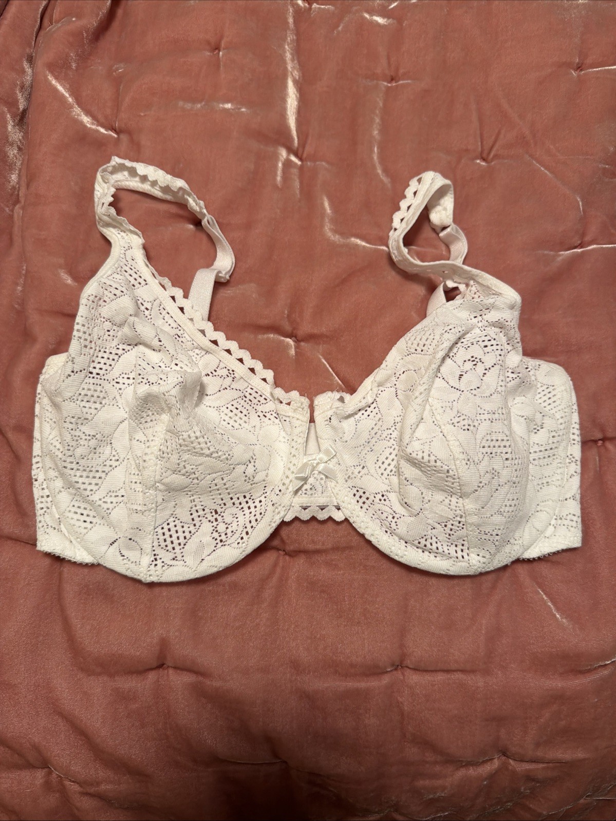 Vintage Warners Lace Crochet White Bra 36D Unlined Underwire Style 1501