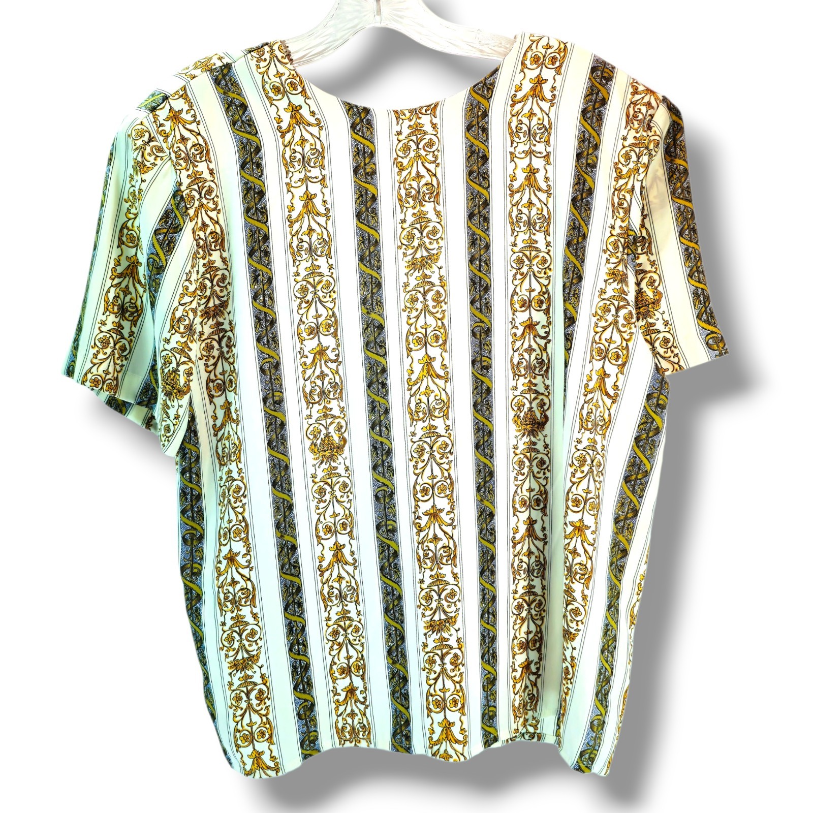 Versace Like Vintage 80s Baroque Blouse Casual Corner Size 10 Rare Sexy Womens