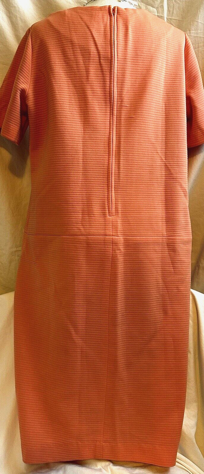 CAY ARTLEY VNTGE TANGERINE ORANGE 60s MOD GOGO MID TEXTURED CHEMISE SHIFT DRESS