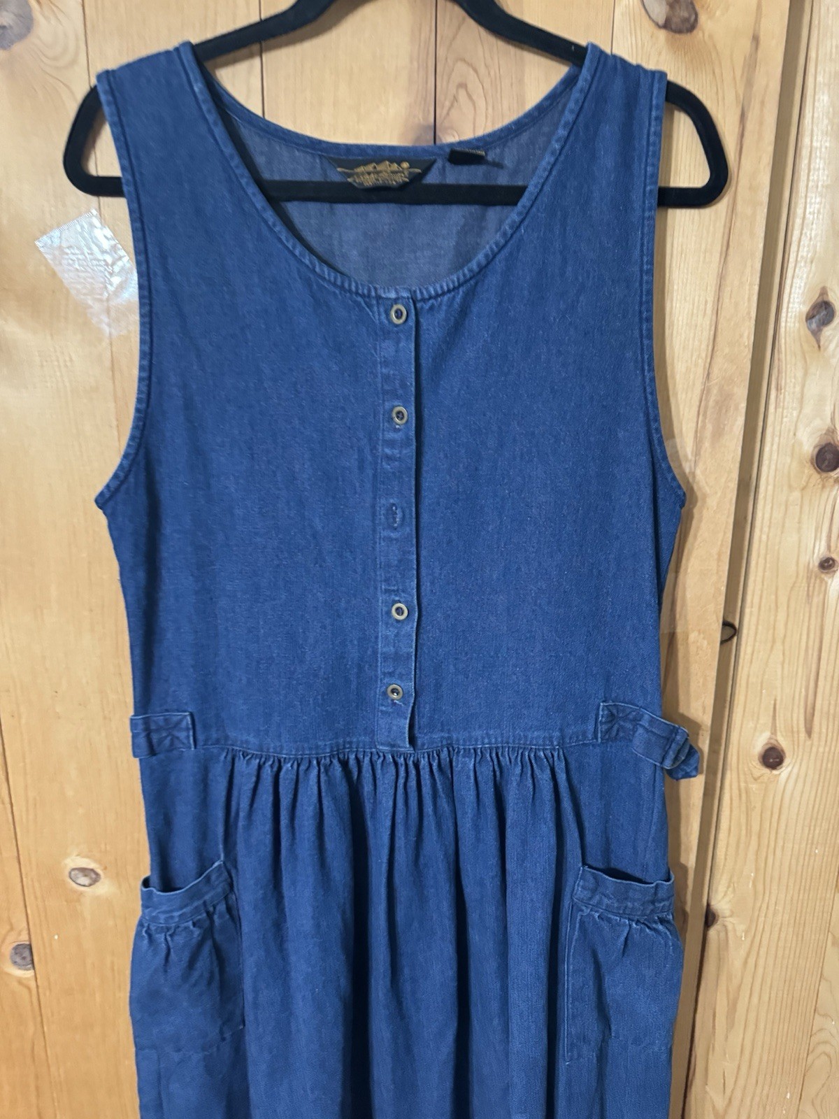 Eddie Bauer 1980s Dark Jean Jumper Dress Women’s XS(tag M) Bust 34” Read PRARIE