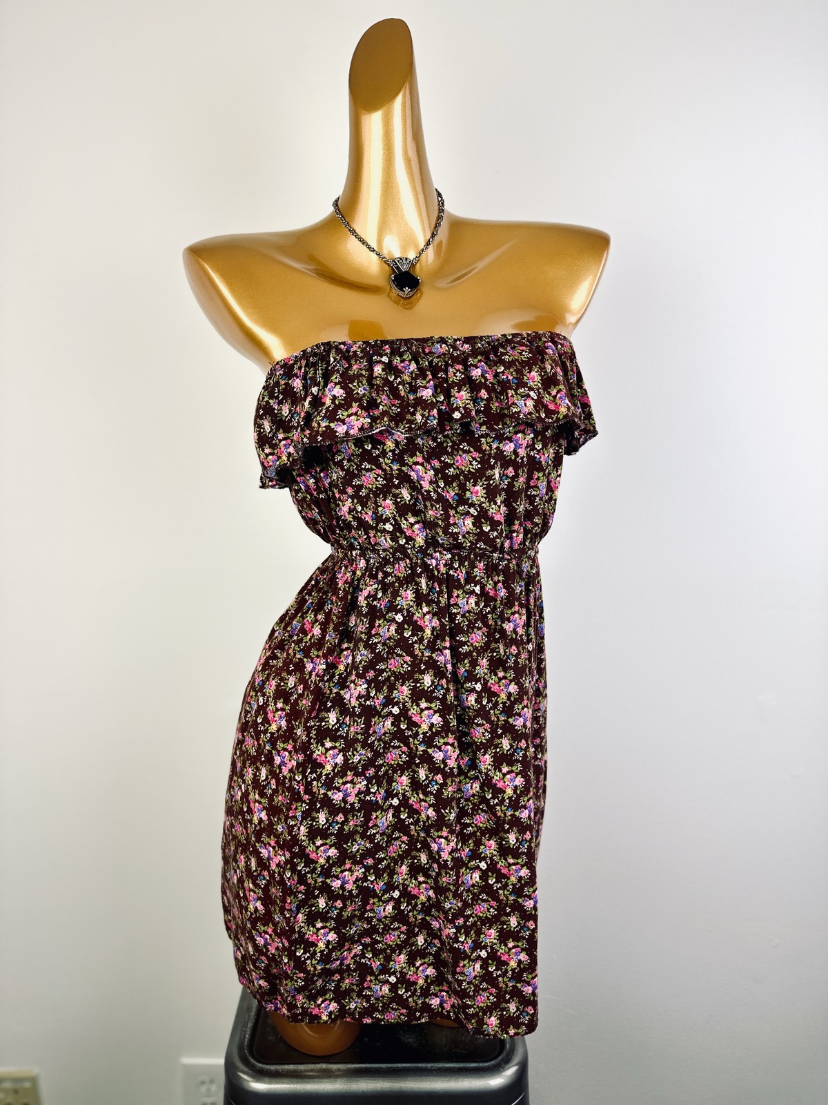 Vintage VTG 90s grunge strapless floral sundress/ tube top
