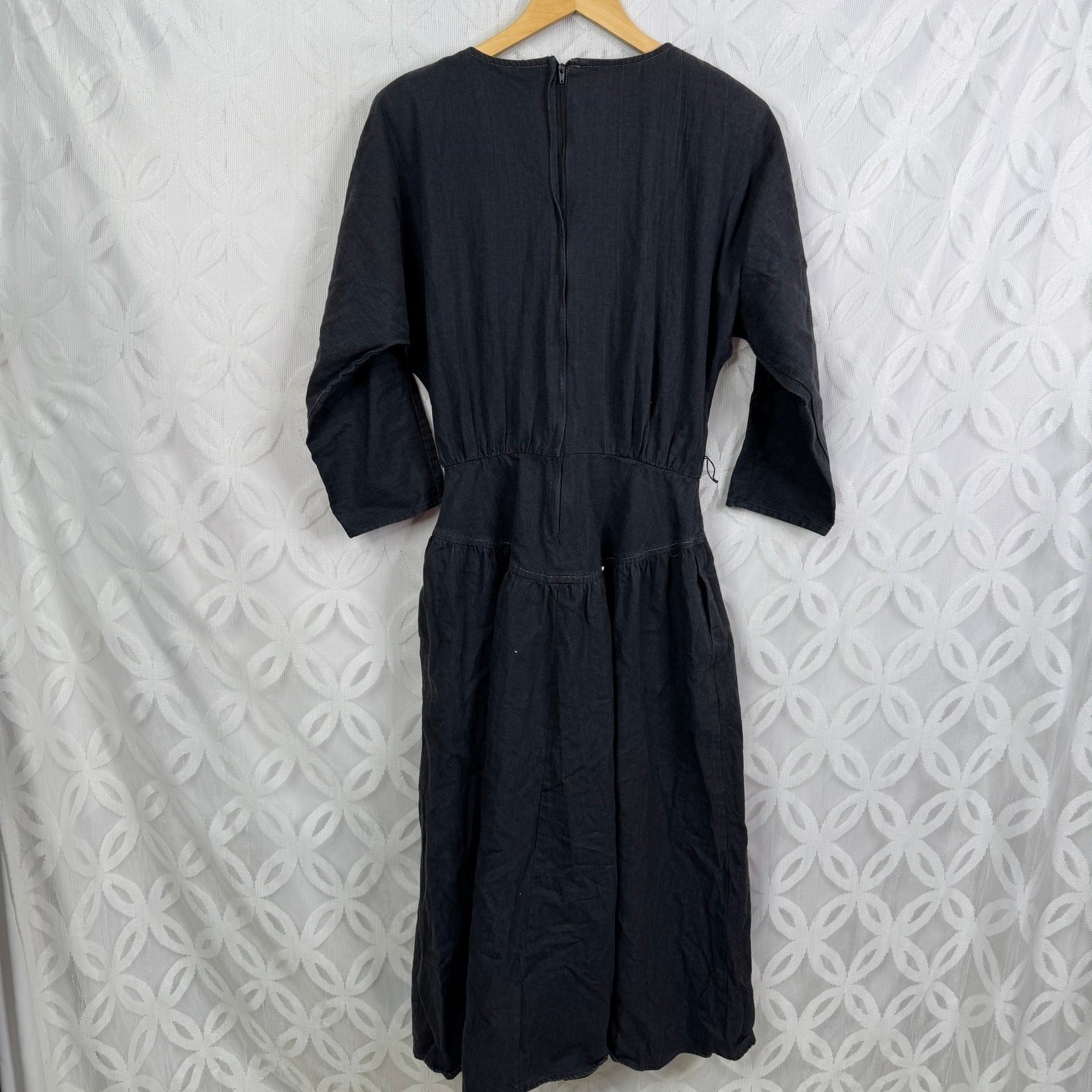 Vintage PG Collections Ginger Bort Black Denim Western Midi Dress Size 10
