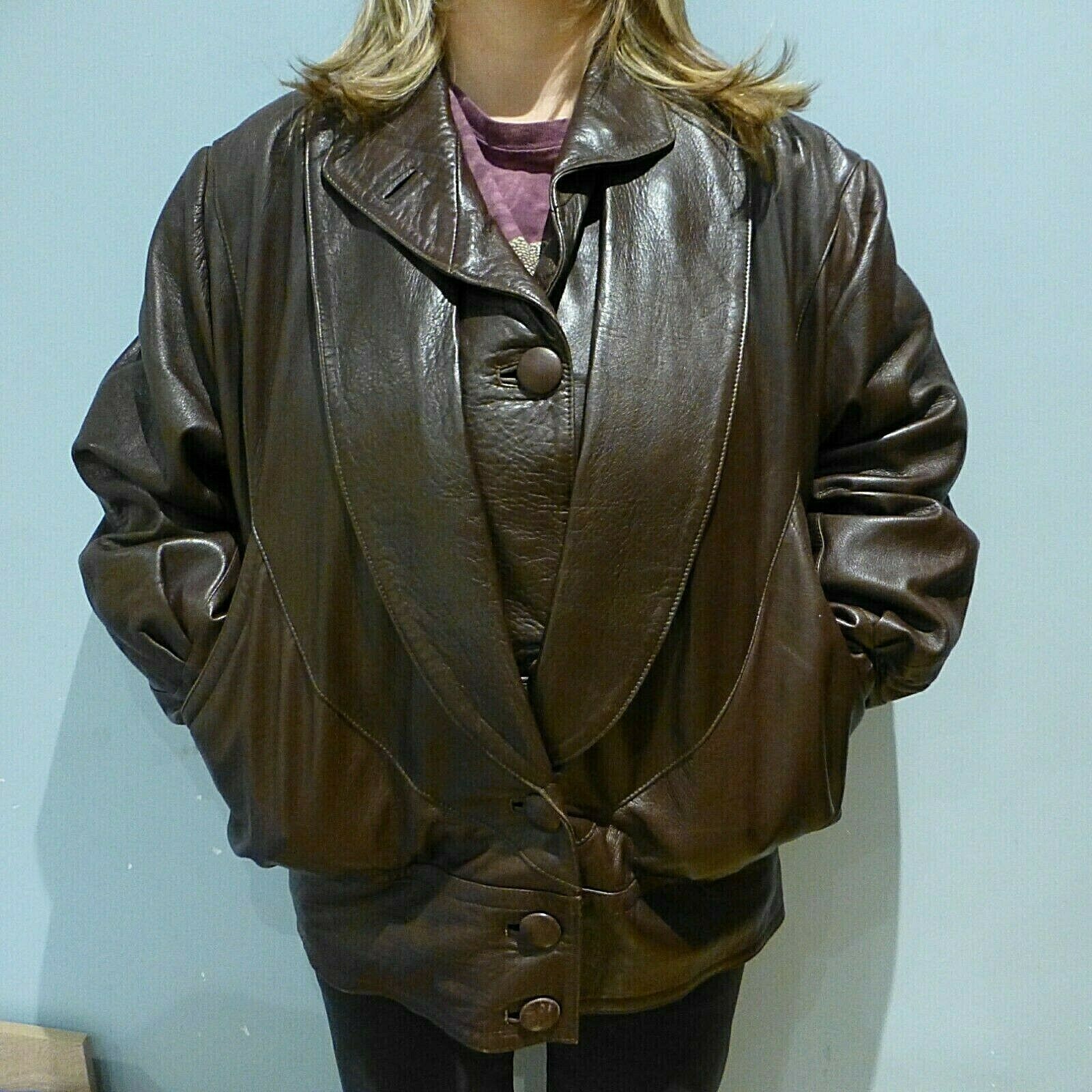 1980 DIJA vintage Dark Chocolate Women’s Genuine Leather jacket UK16, US12, EU44
