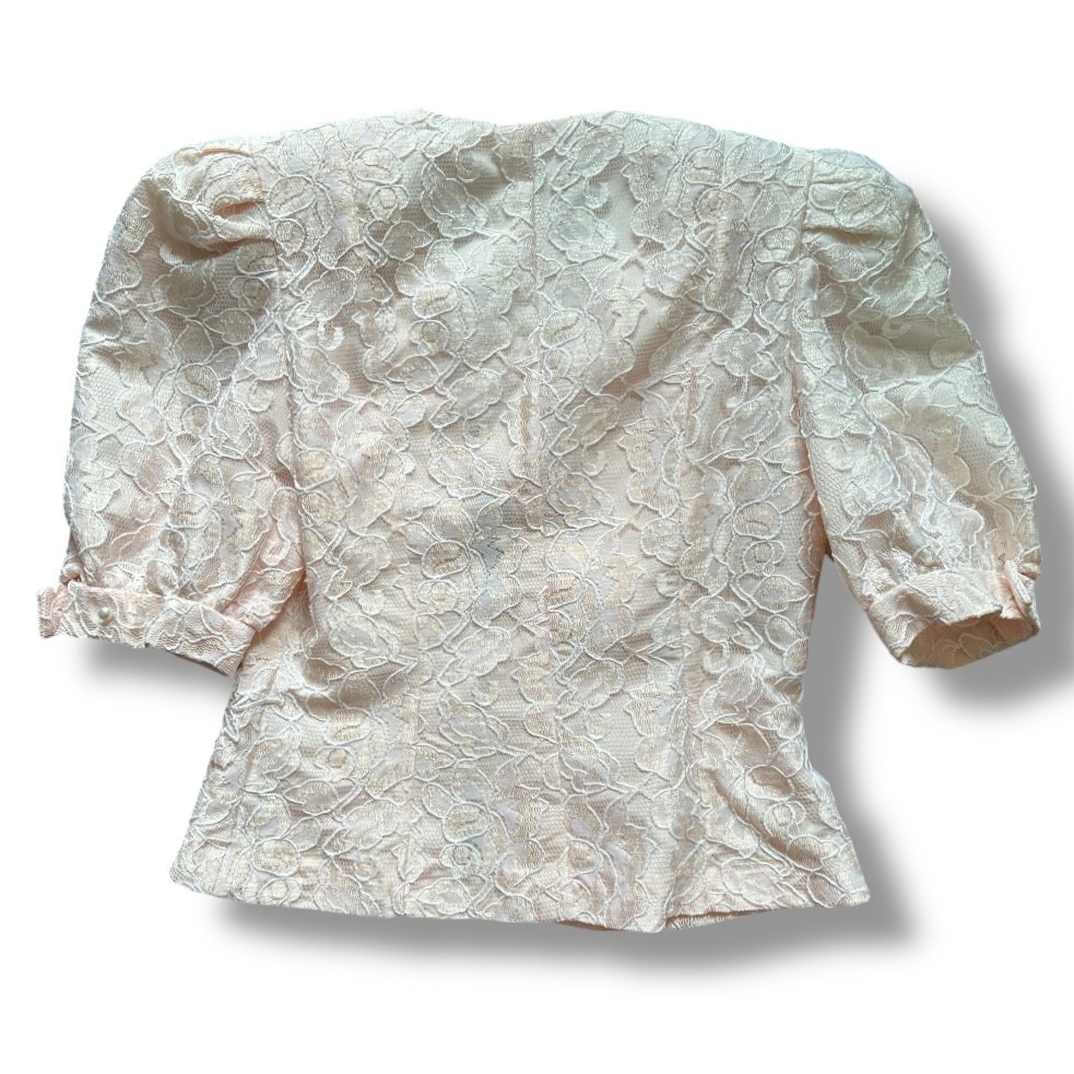 Vintage 80s Cachet by Bari Protas Light Pink Lace Dress Suit Set Women’s Size XS