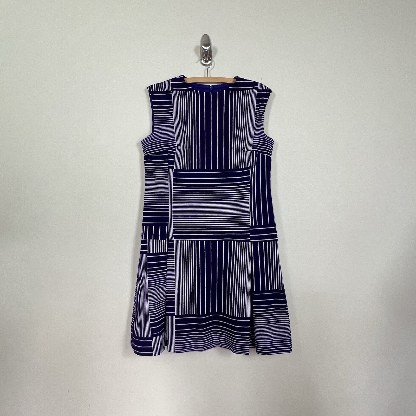 Vtg 60s Mod Striped Mini Shift Dress Drop Waist Go Go Scooter Retro talon zipper