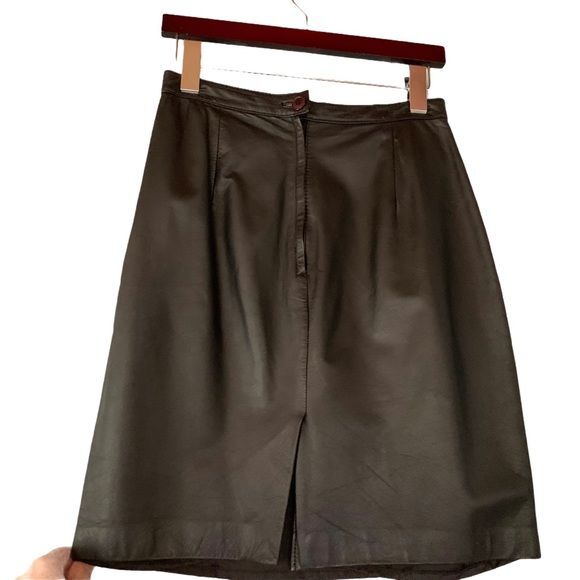 Vintage Nordstrom Leather Skirt Black BP Brass Plum Small Short Pencil
