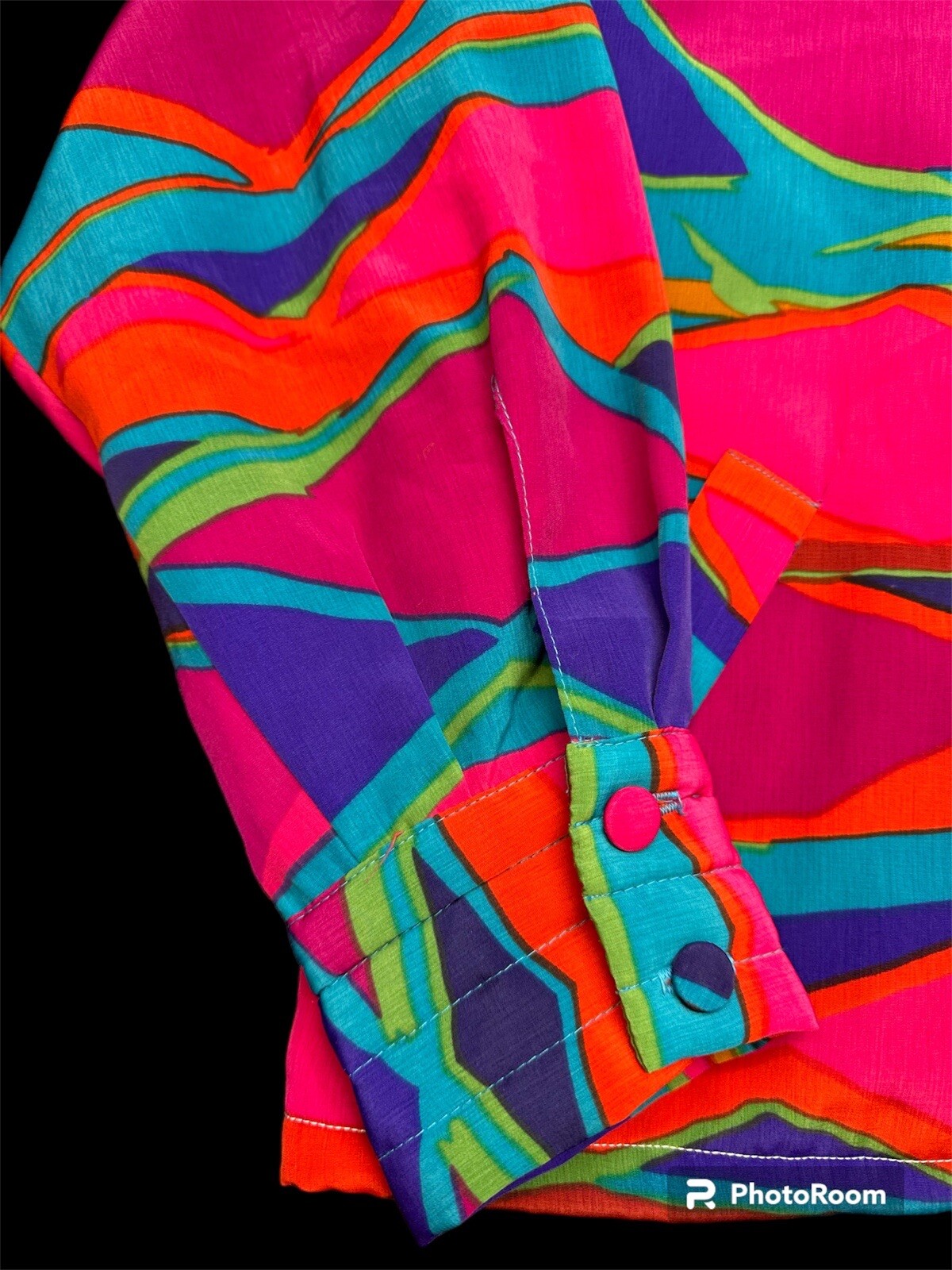 80s Tan Jay Bold Bright Multicolor Print Vintage Jacket