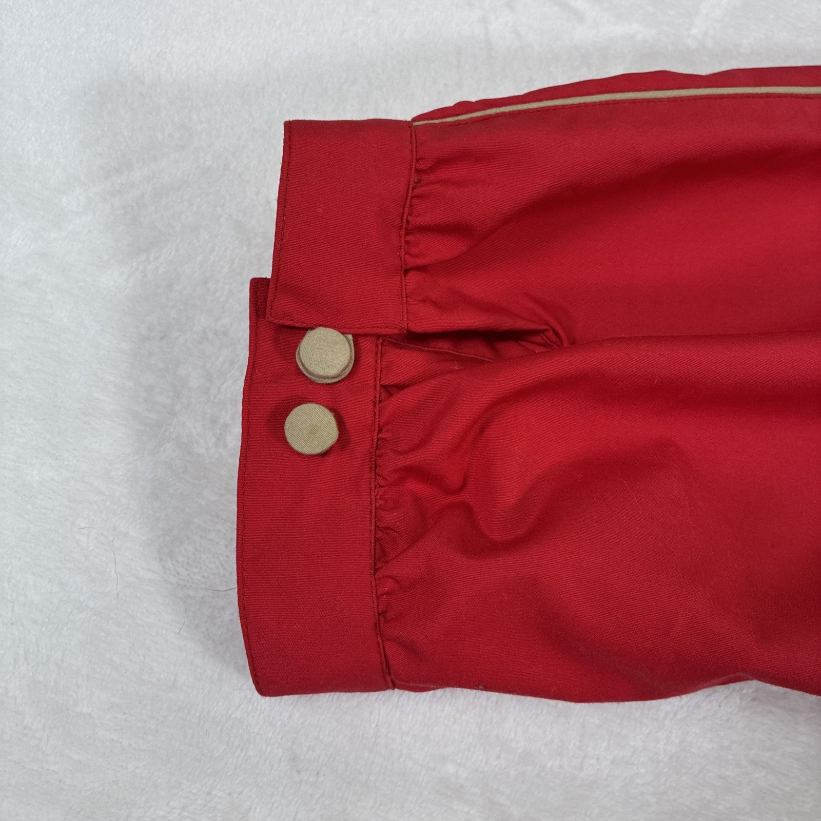 80s Vintage Red & Tan Shirt Dress Belted Button Front Fit Flare Womens Day Dress