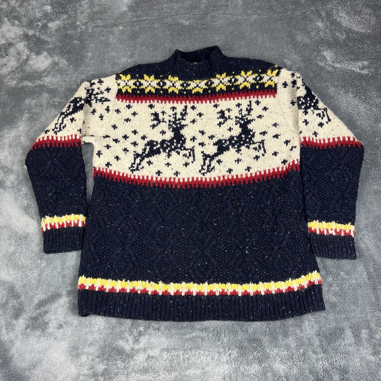 The Limited America Nordic Snowflake Reindeer Sweater Wool Chunky Hand Knit M