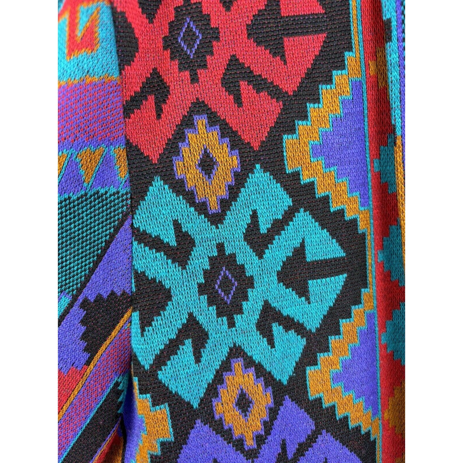 Vintage Graff California Wear Aztec Tribal Open Front Beaded Fringe Cardigan 14